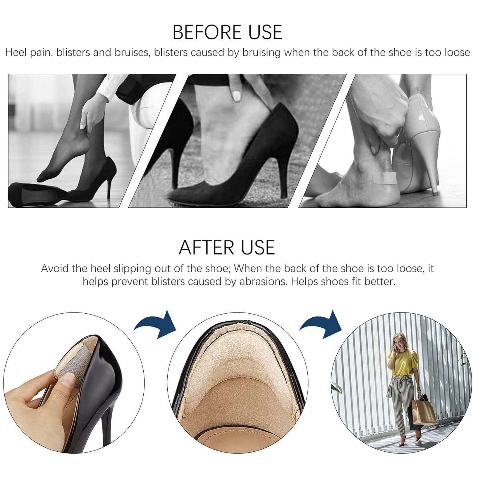 2Pairs High Heel Liner Grip Cushion Protector Foot Shoe Insole Pad Silicone Gel
