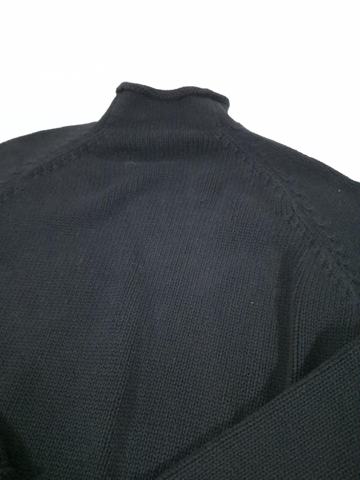 J Crew Sweater Mens XL Black 100% Cotton Roll Neck Knit Pullover Long Sleeve