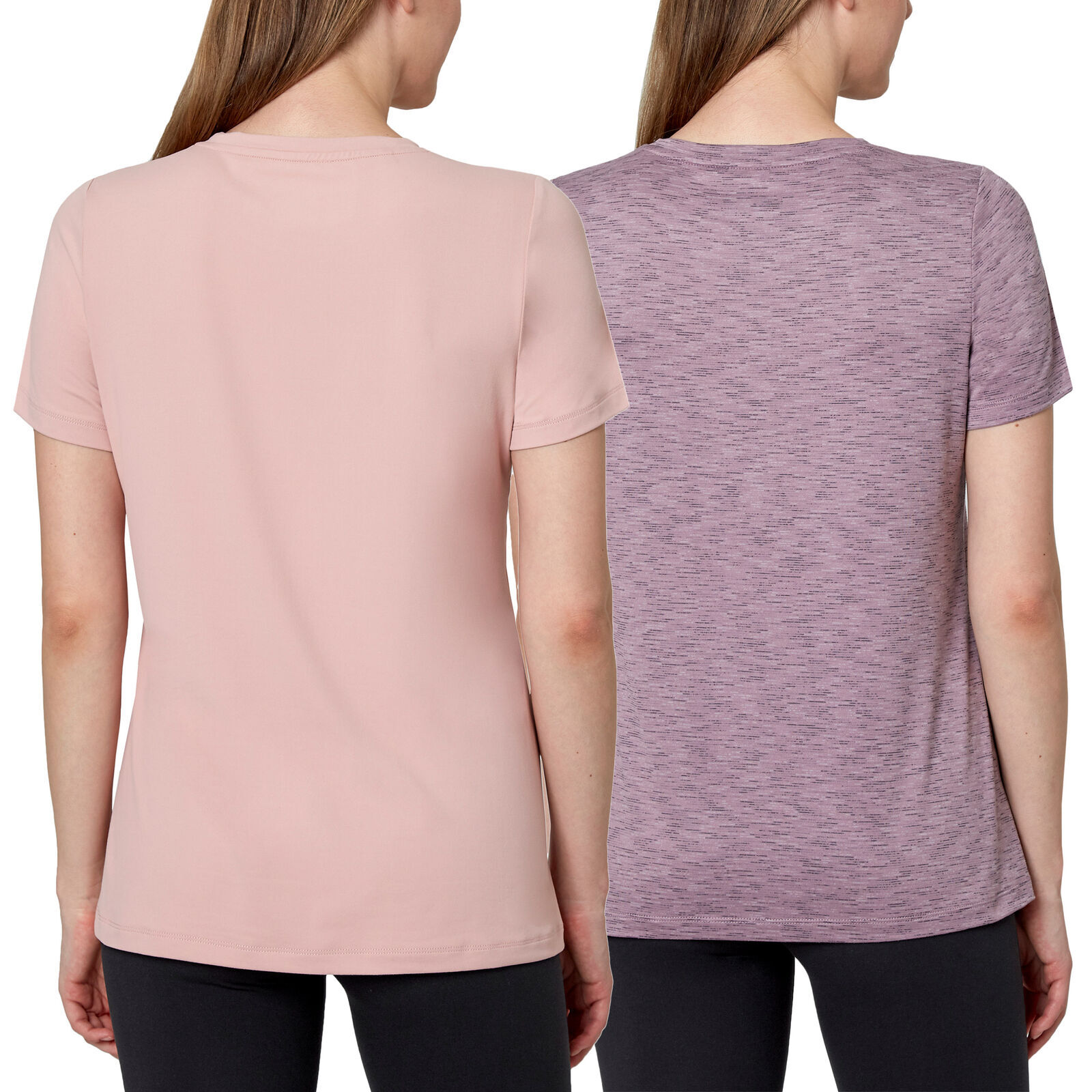 NWT MONDETTA 2 PK ELDERBERRY/MAUVE ROUND NECK SHORT SLEEVE ACTIVE TEE SZ S #C322