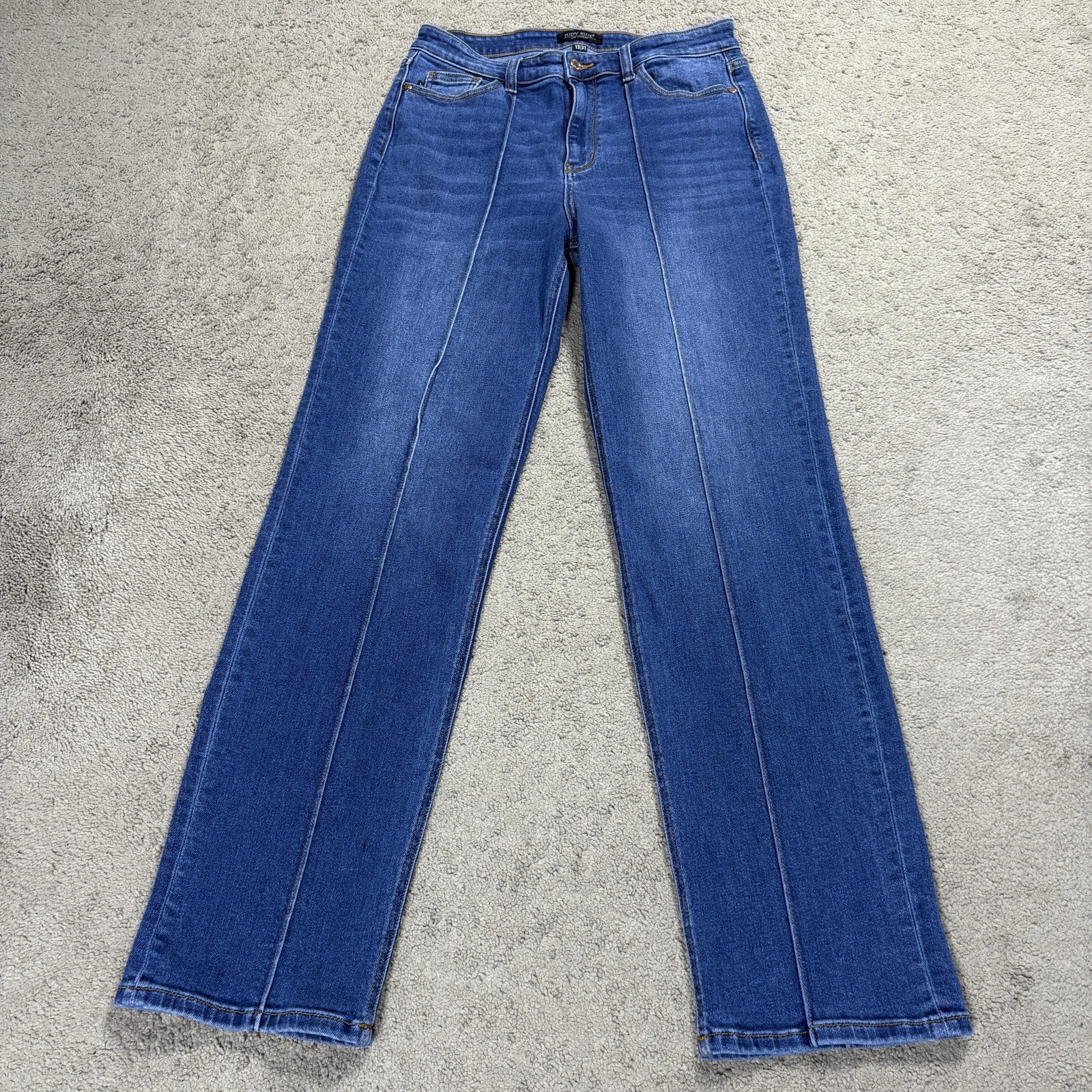 Judy Blue Straight Jeans Womens 13/31 (FITS 30×32) Pintuck High Rise Stretch