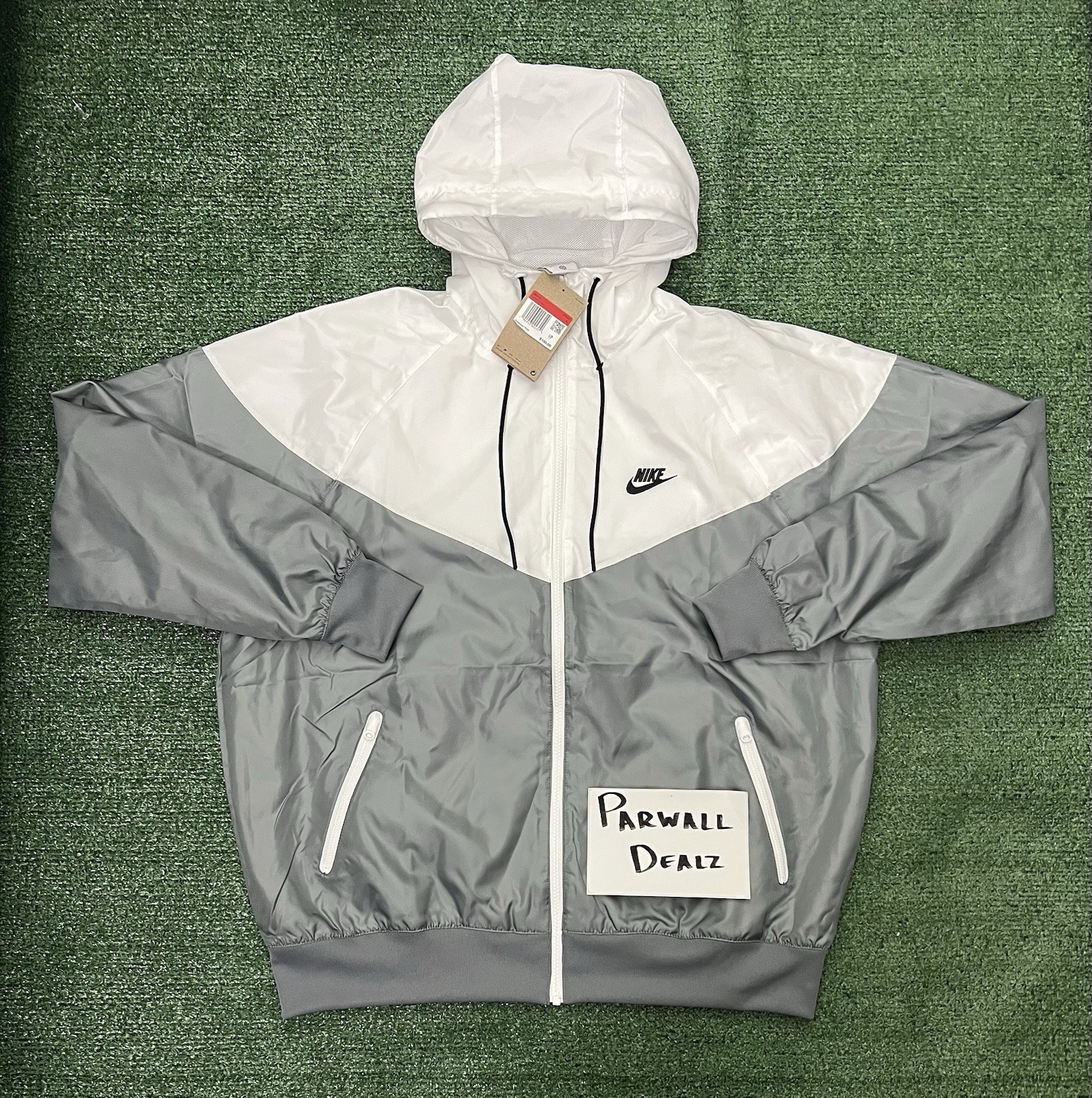 Nike Windrunner Windbreaker Jacket Hoodie Full Zip Gray White Men’s L DA0001-084