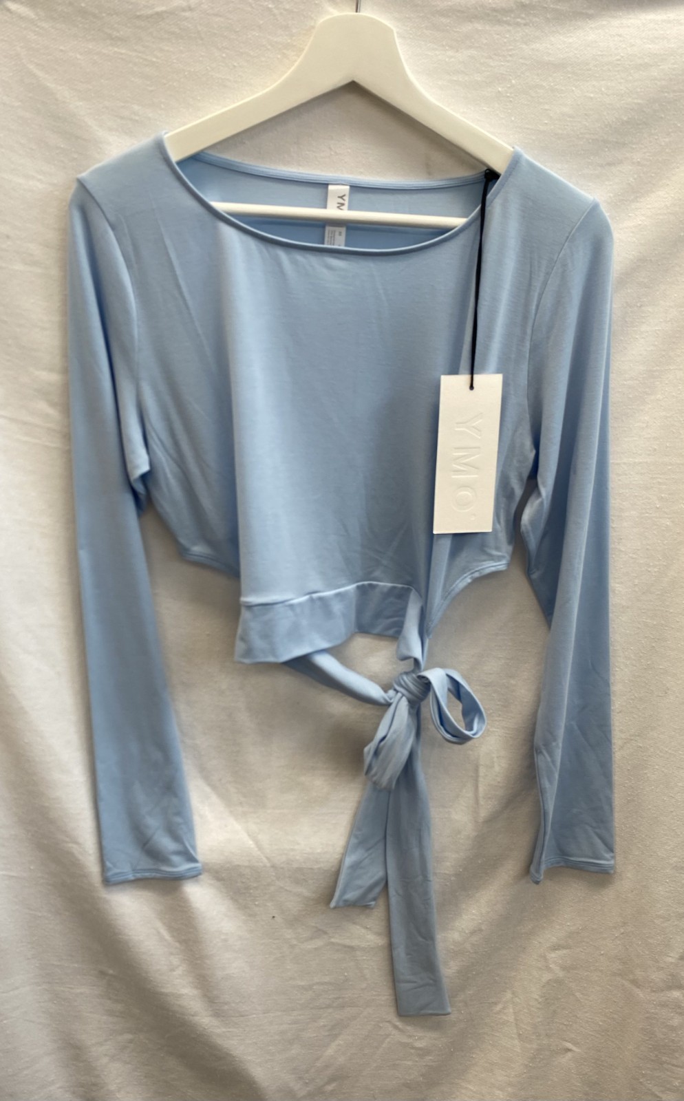 YMO Grace Tie Long Sleeve Top Size XL in Sky Blue BNWT [NR] TSE