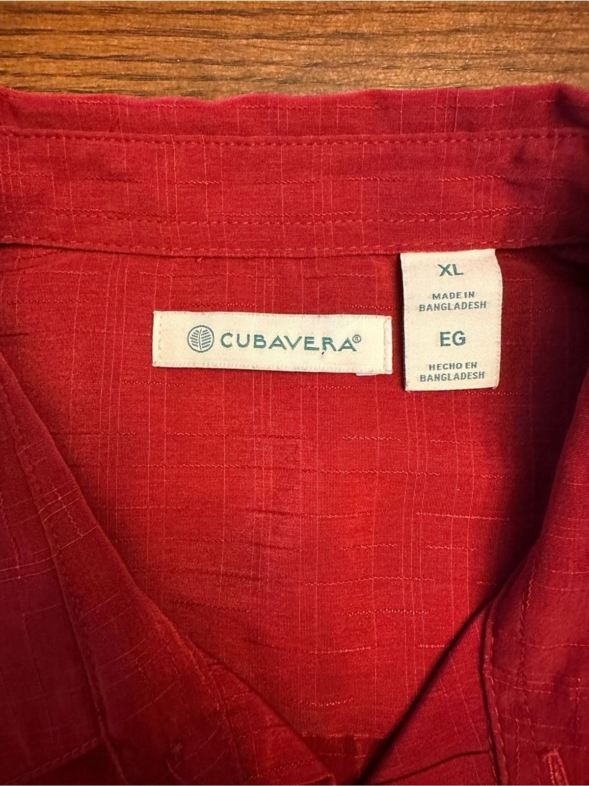 Cubavera Men’s Short-Sleeve Button-Down Shirt in Deep Red XL Travel Lightweight