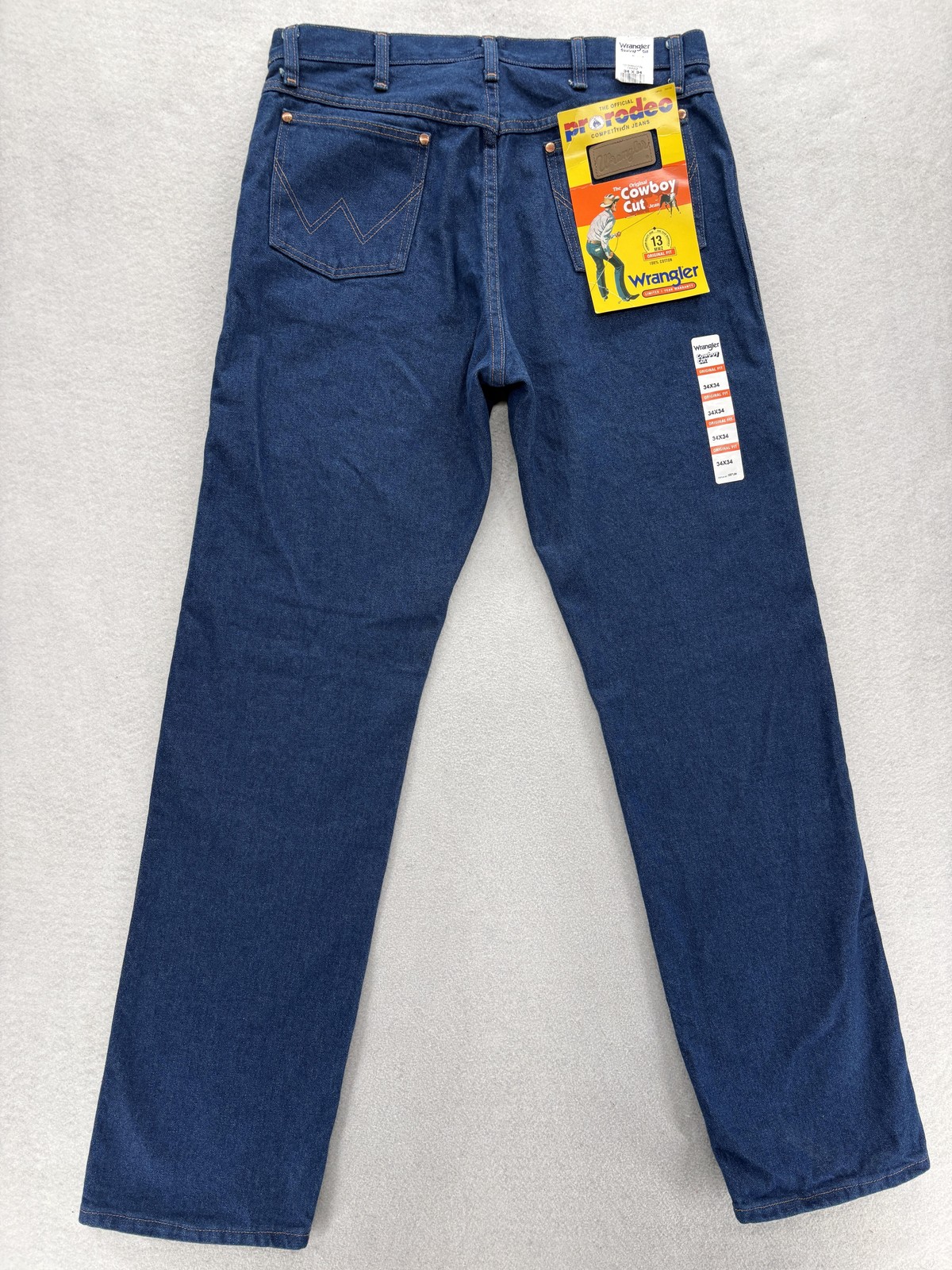 Wrangler Cowboy Cut Jeans Mens 34×34 Blue Dark Wash Regular Straight Denim 13MWZ