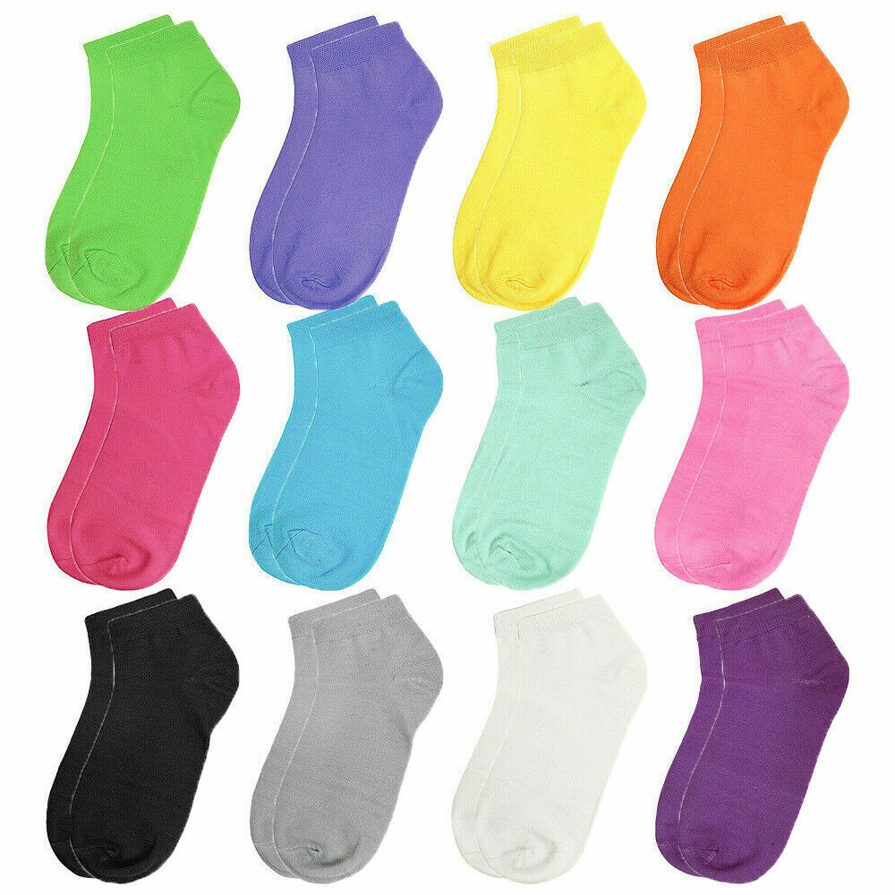 12 Pairs Assorted Color Women Ankle Socks