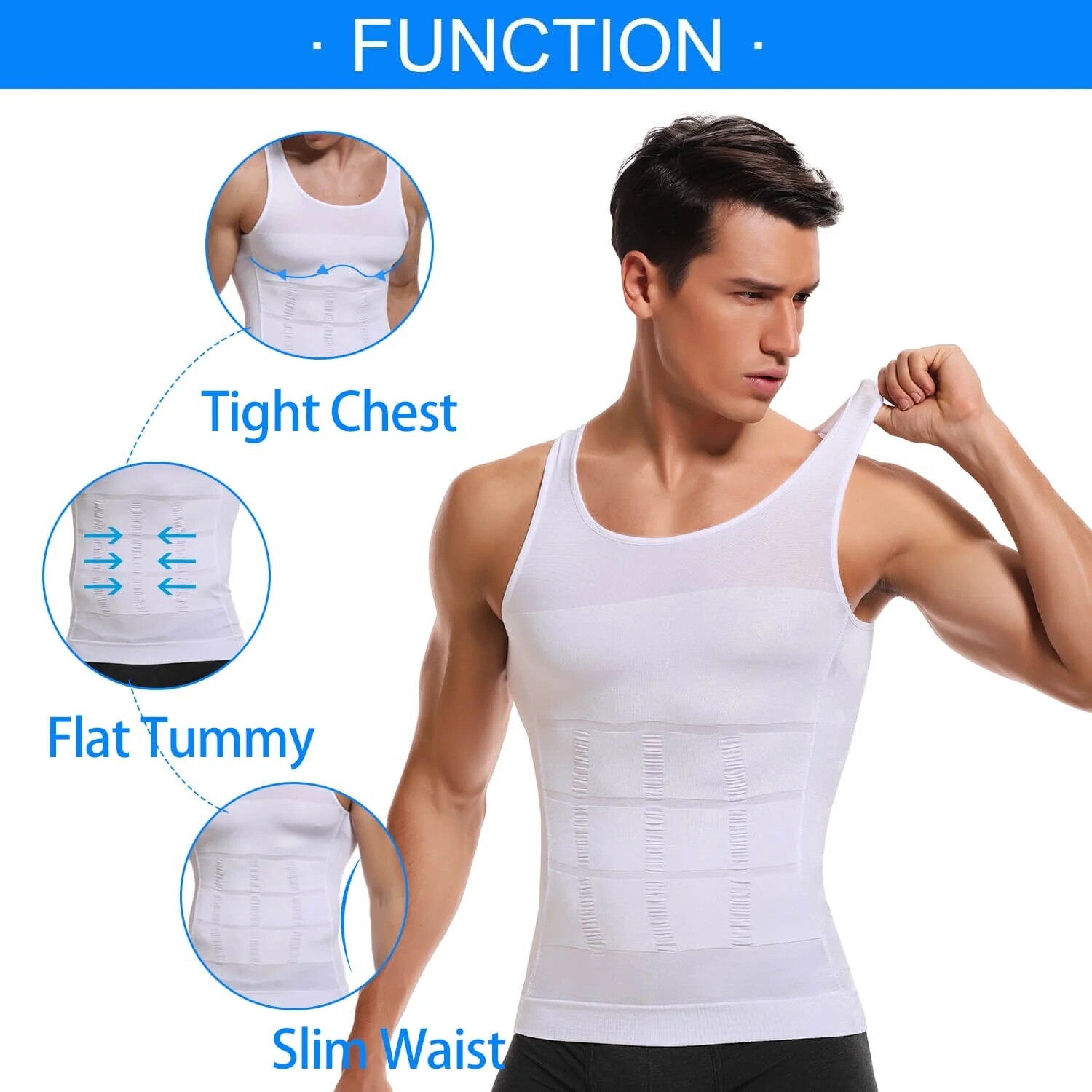 Men’s Body Slimming Tummy Control Shaper Vest Waist Trainer Shapewear Underwear