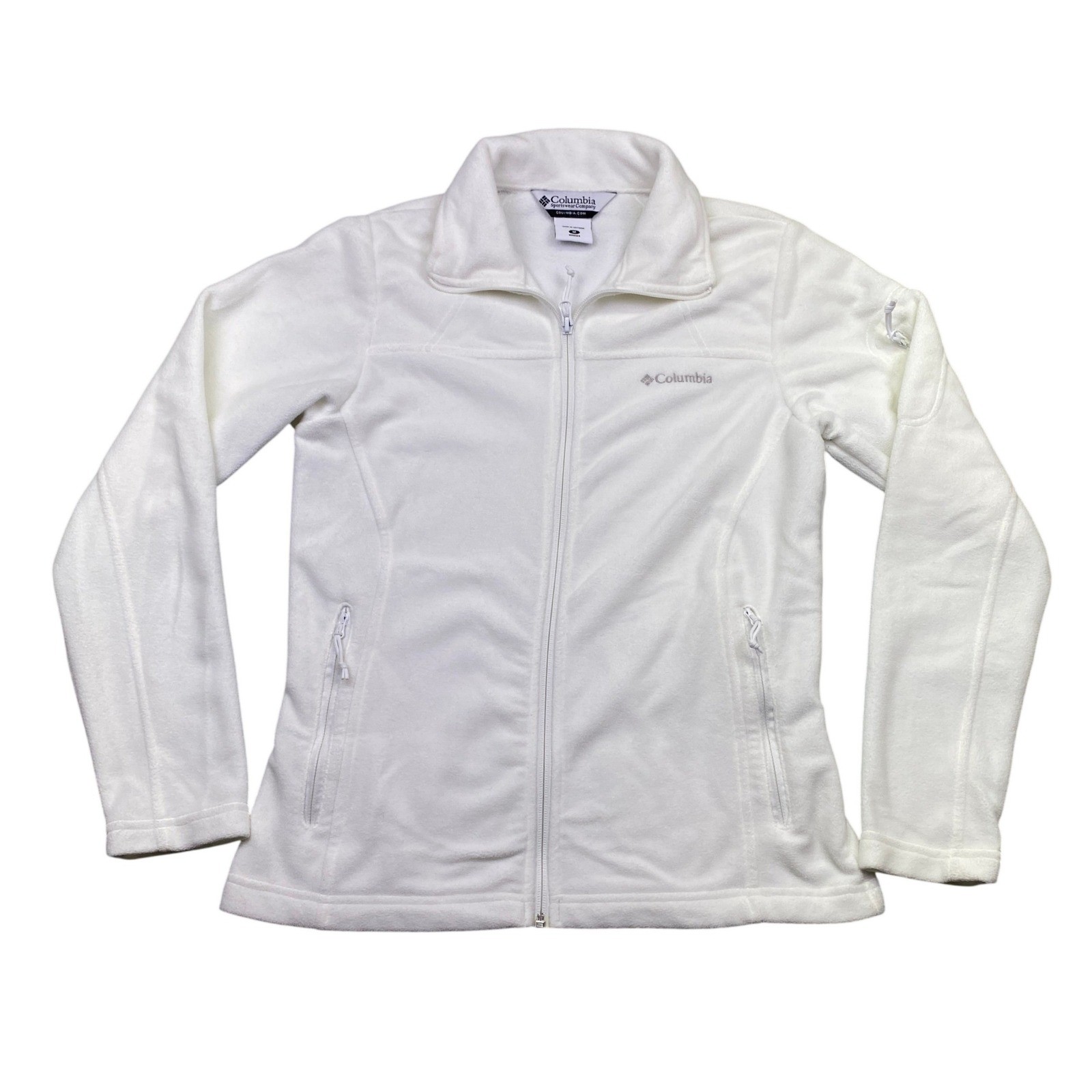 Columbia Fast Trek II Full Zip Fleece Jacket White Womens Medium 110 WL 3158