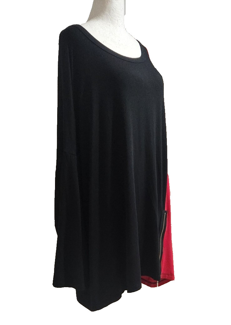 Comfy USA Black & Red Tunic Top Size 3X Modal