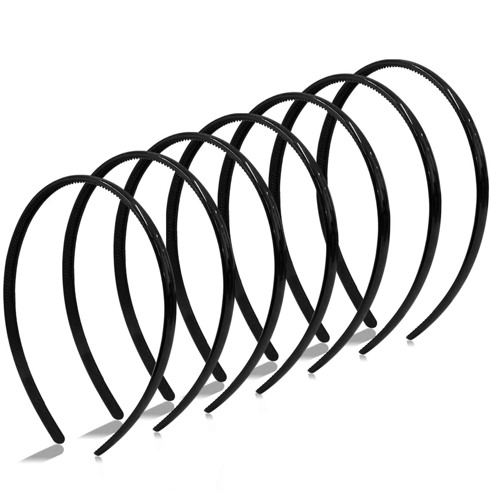 Zoolinn 7 Pcs Plastic Headbands for Women – Black 1 Count (Pack of 7),