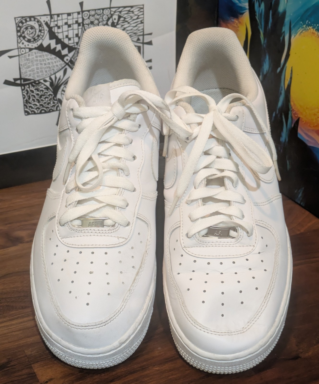 Nike Air Force 1 White Men’s Low Top Leather Athletic Sneakers