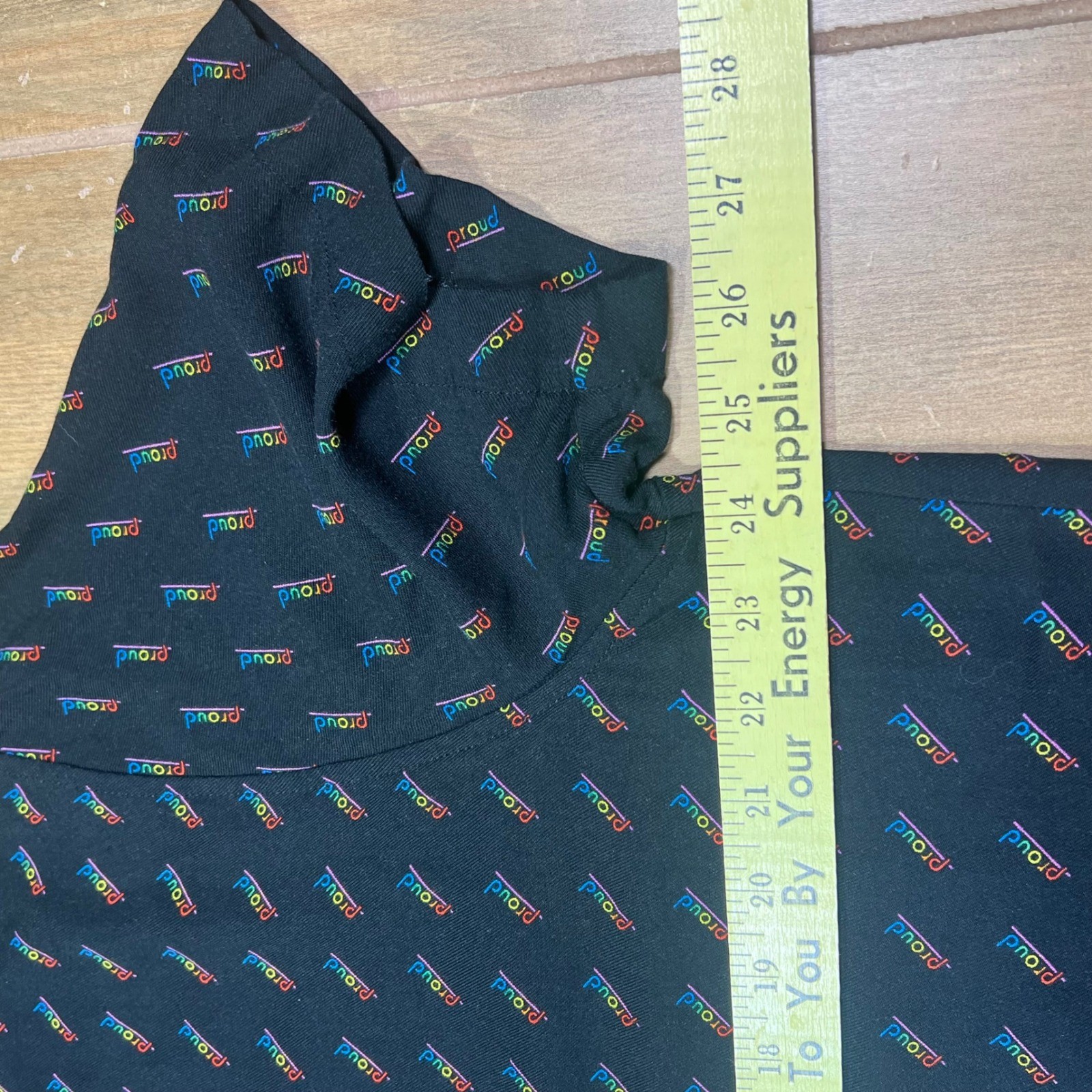 H&M Mens XL Black Rainbow Proud All Over Print Camp Collar Short Sleeve Shirt