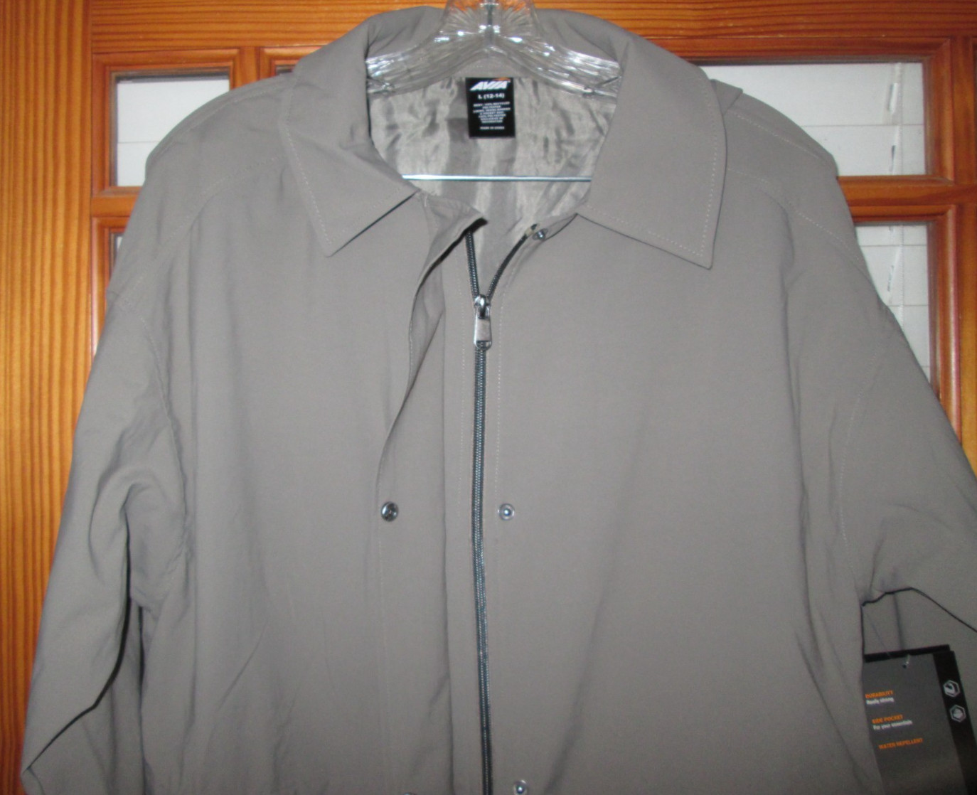 Avia Long Woven Jacket Women’s XS S L Hooded Grey Fog NEW Water Repellent