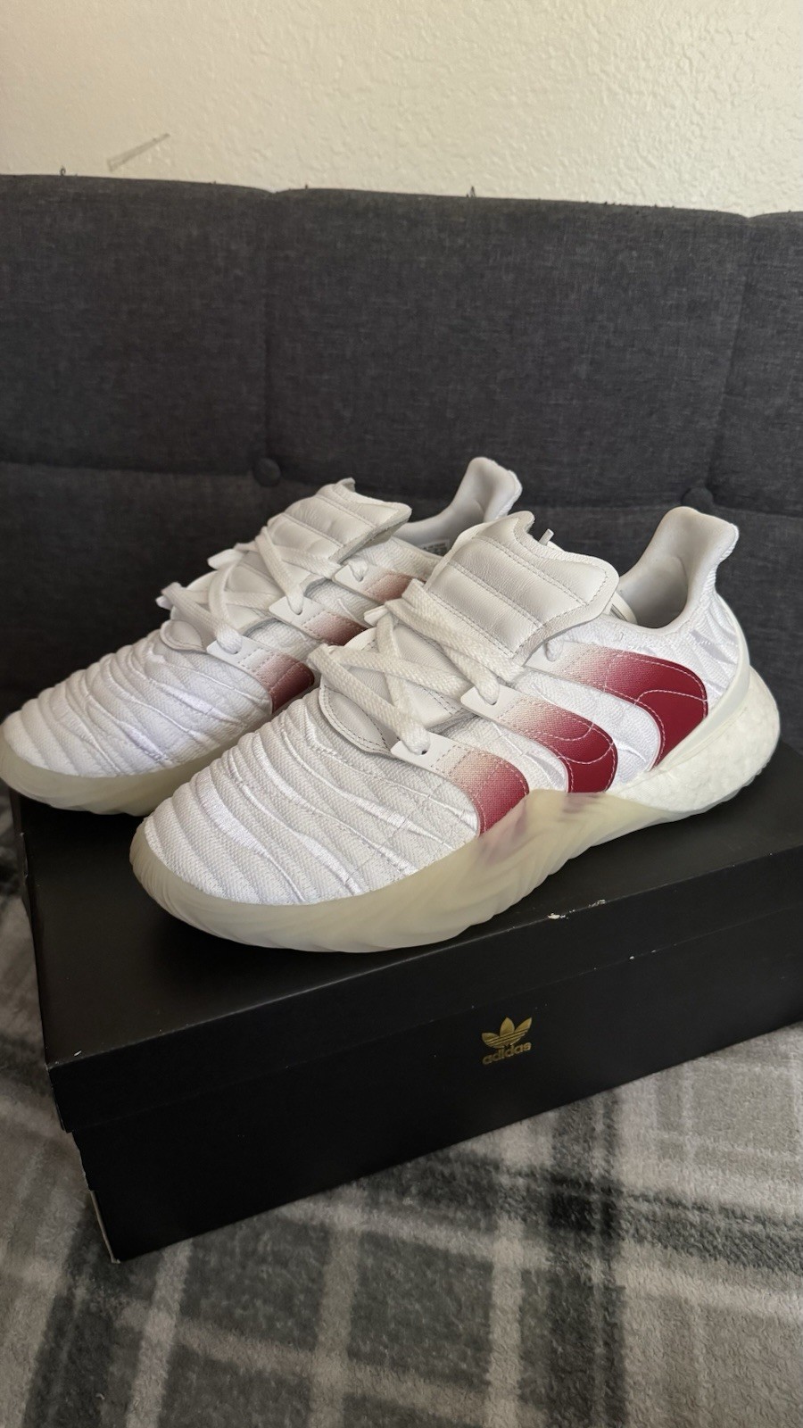 adidas Sobakov 2.0 Boost Men’s Low Top Lace-Up White Scarlet EE5631 2019