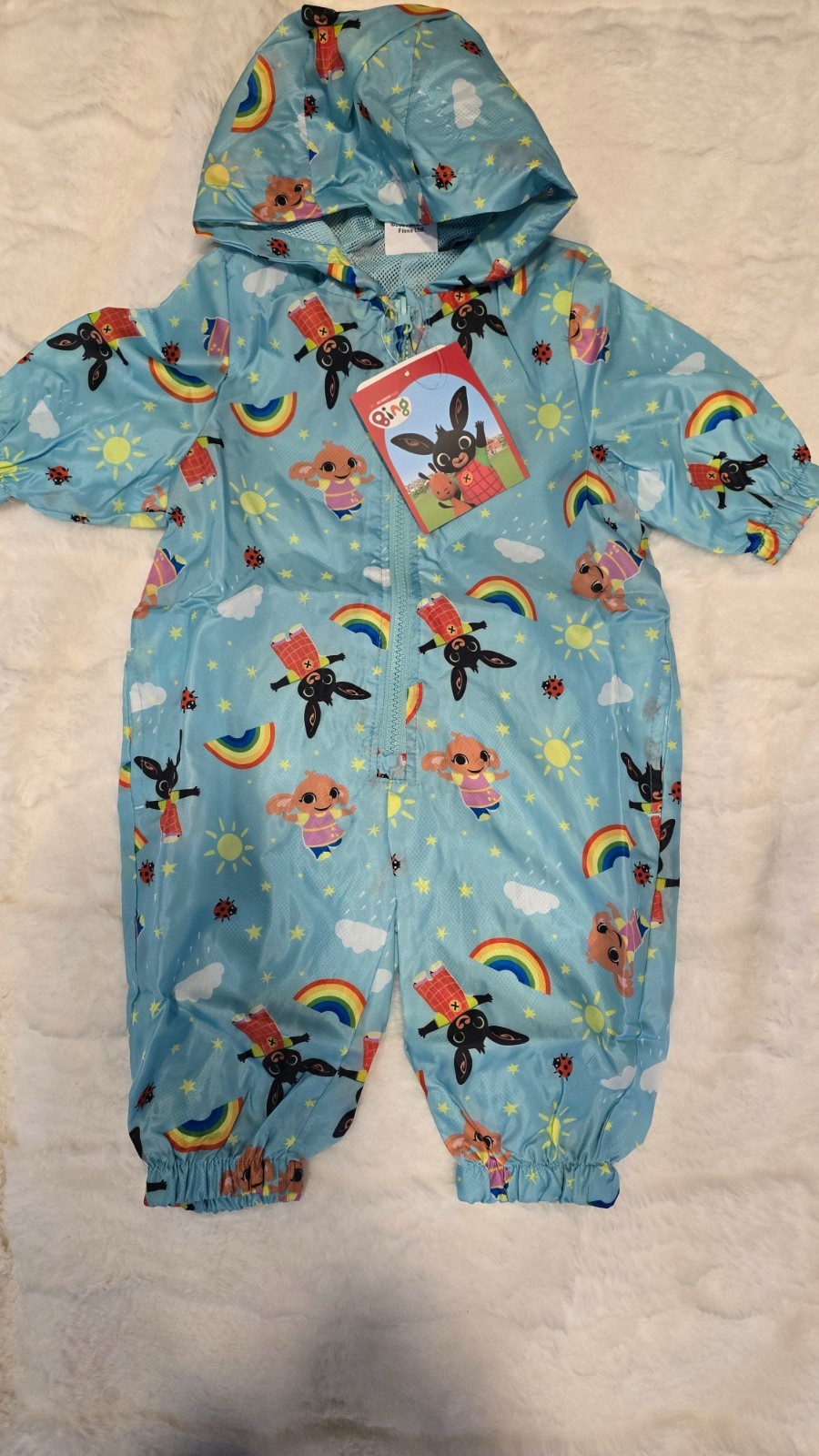 Bing bunny rainbow AOP rain all in Puddle Suit 6-9-12-18 Months 1-2-3-4 years