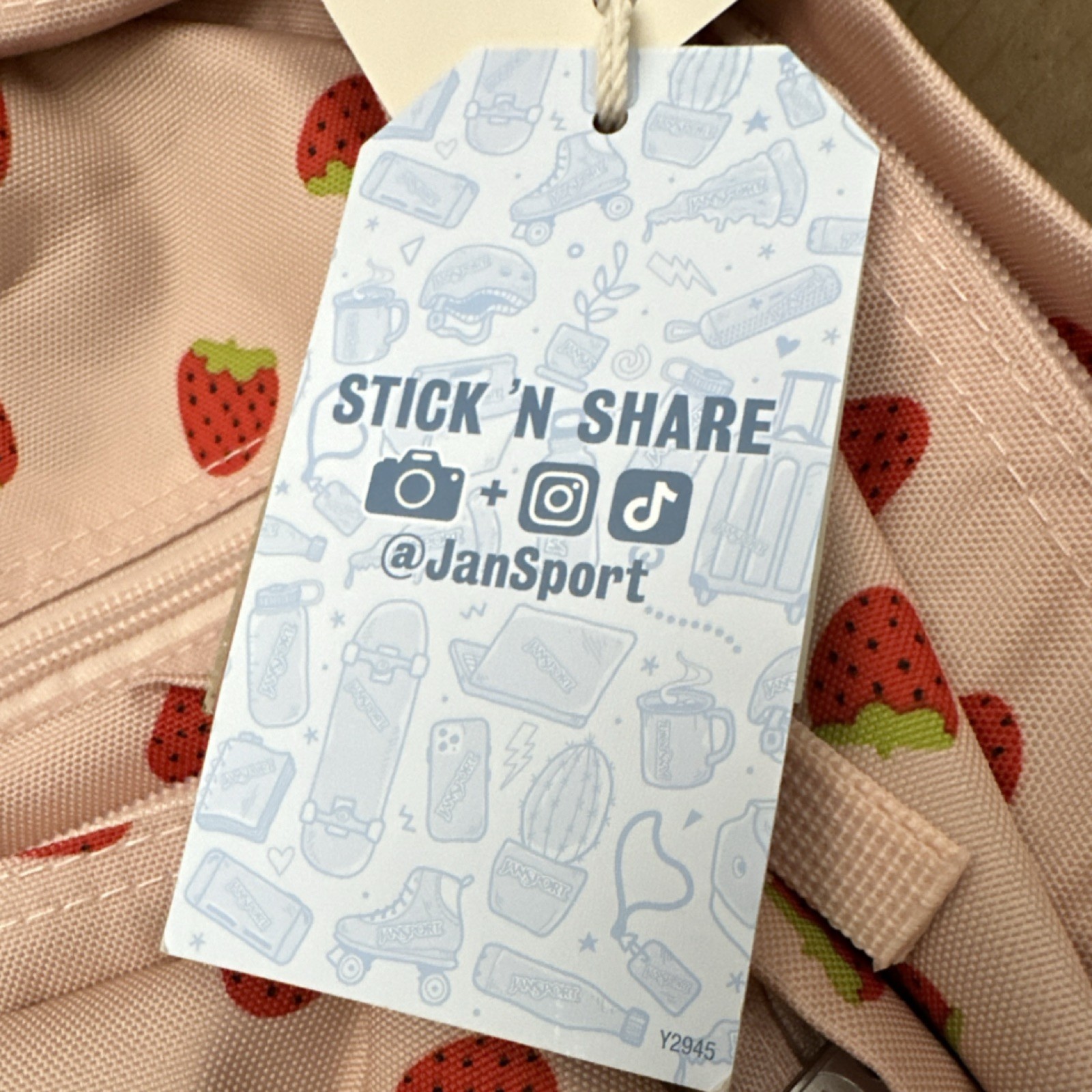 JanSport Big Student Strawberry Shower XL Kids Backpack Zipper Strap Accent