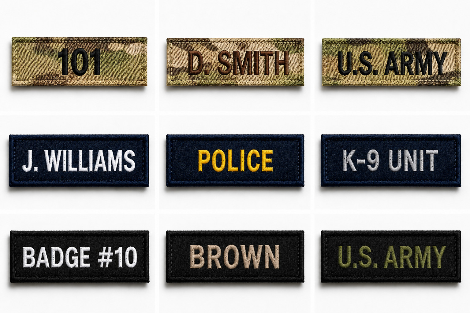 Name Tapes, Military Nametapes, Custom Name Patches, Embroidered Name Tags Camo