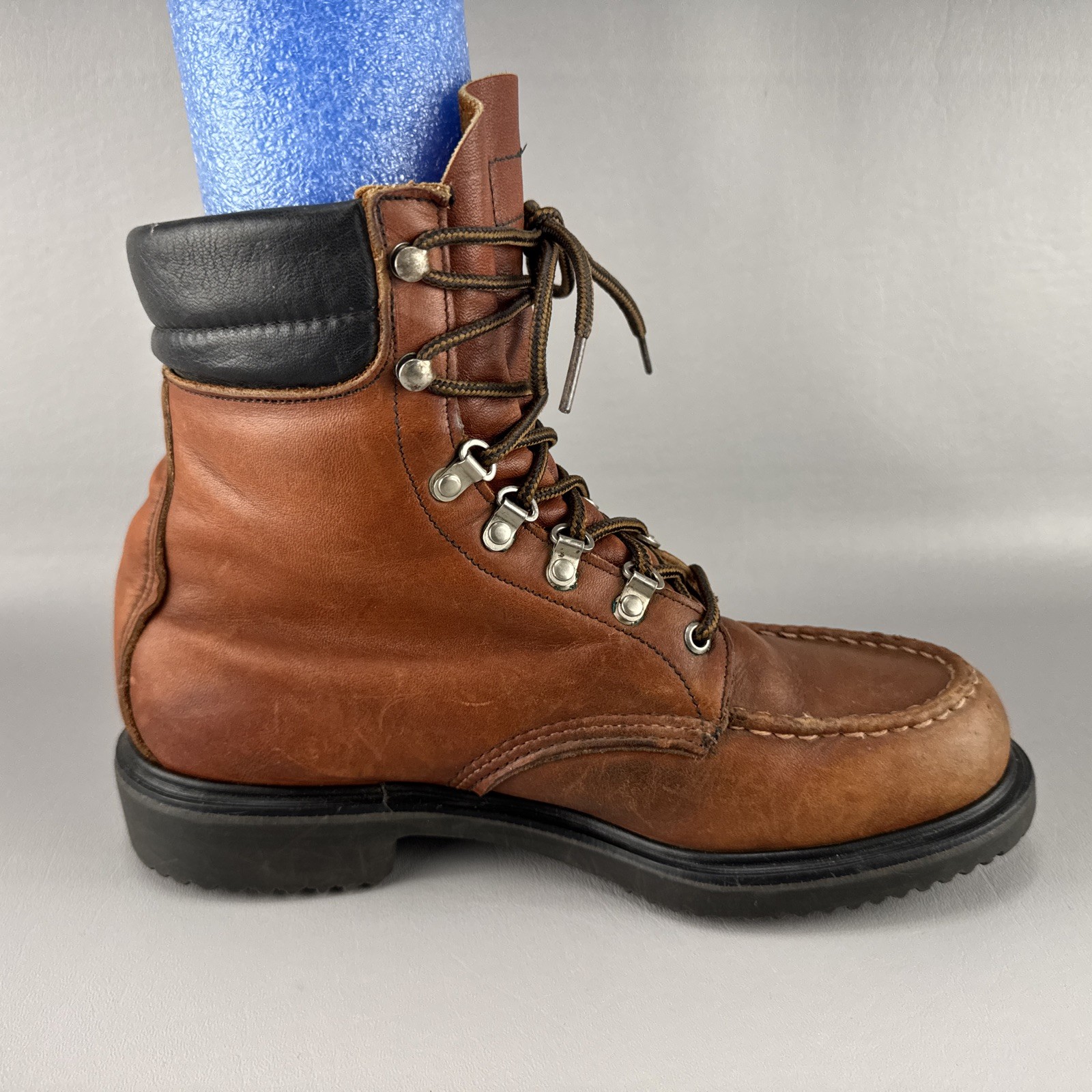Vintage Red Wing Boots 404 Style Mens 7 D Brown Leather Moc Toe Workwear Combat