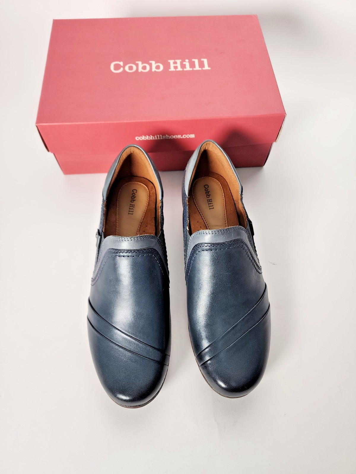 New Cobb Hill Laurel Slip-On Women’s Heeled Blue Leather Shoes 8.5W CL1738