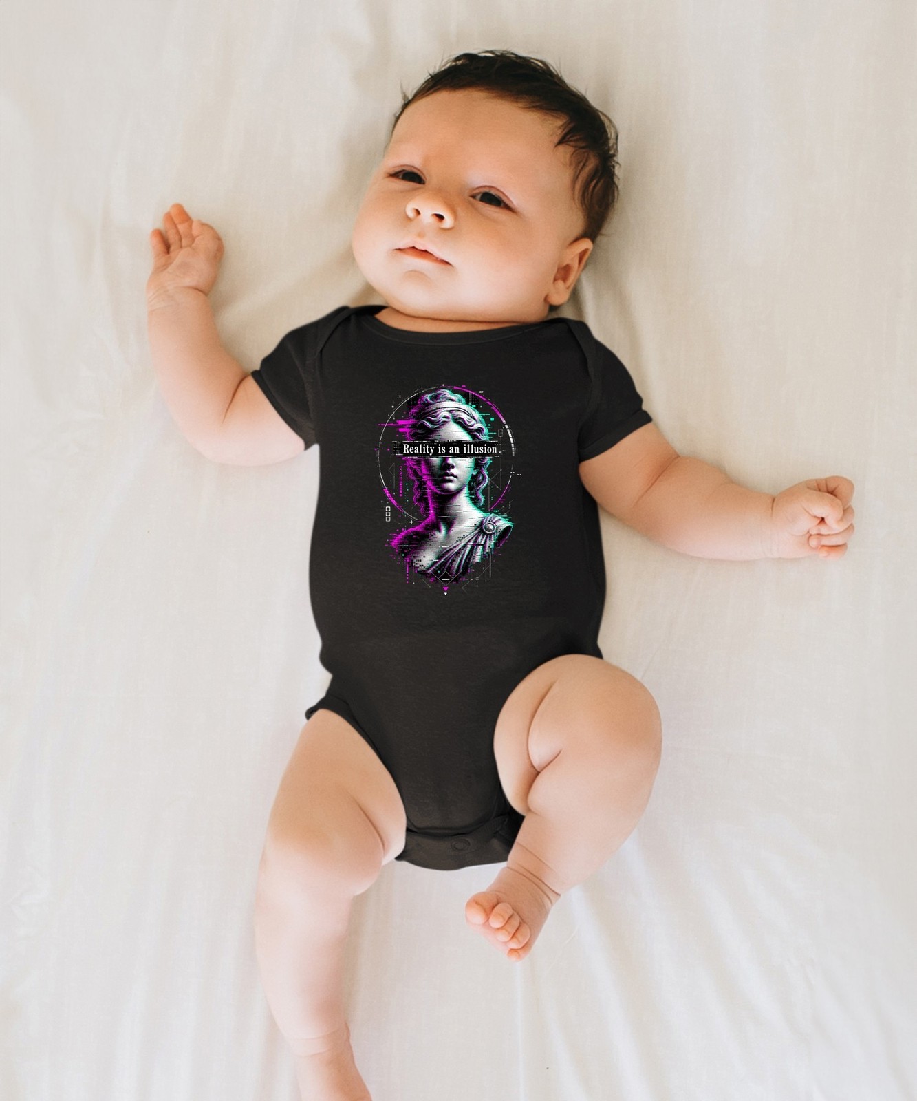 Reality is an illusion Glitch Greek Bust Vaporwave Unisex Baby Bodysuit