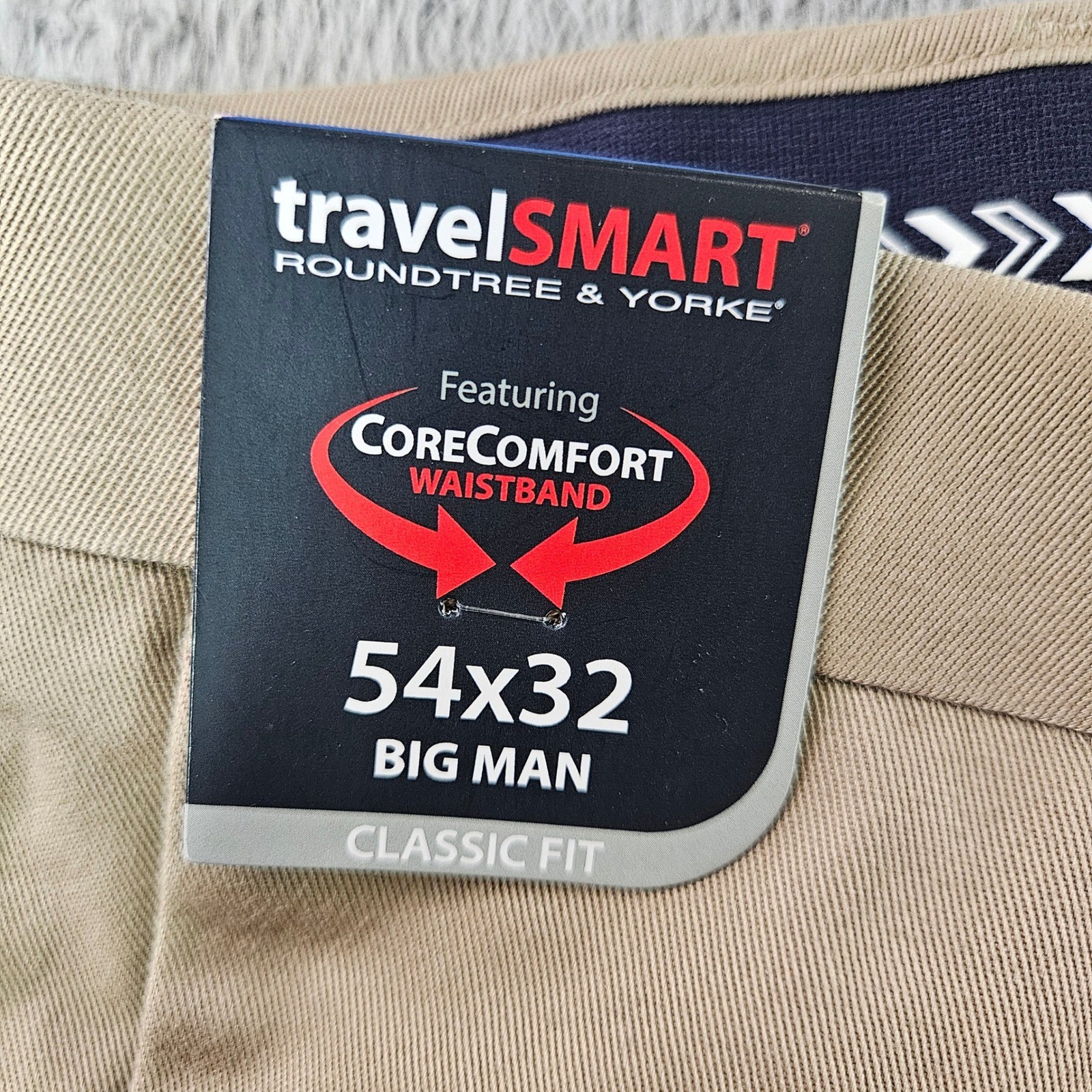 Roundtree & Yorke TravelSmart Mens 54×32 Khaki Pleated Chino Pants NEW NWT