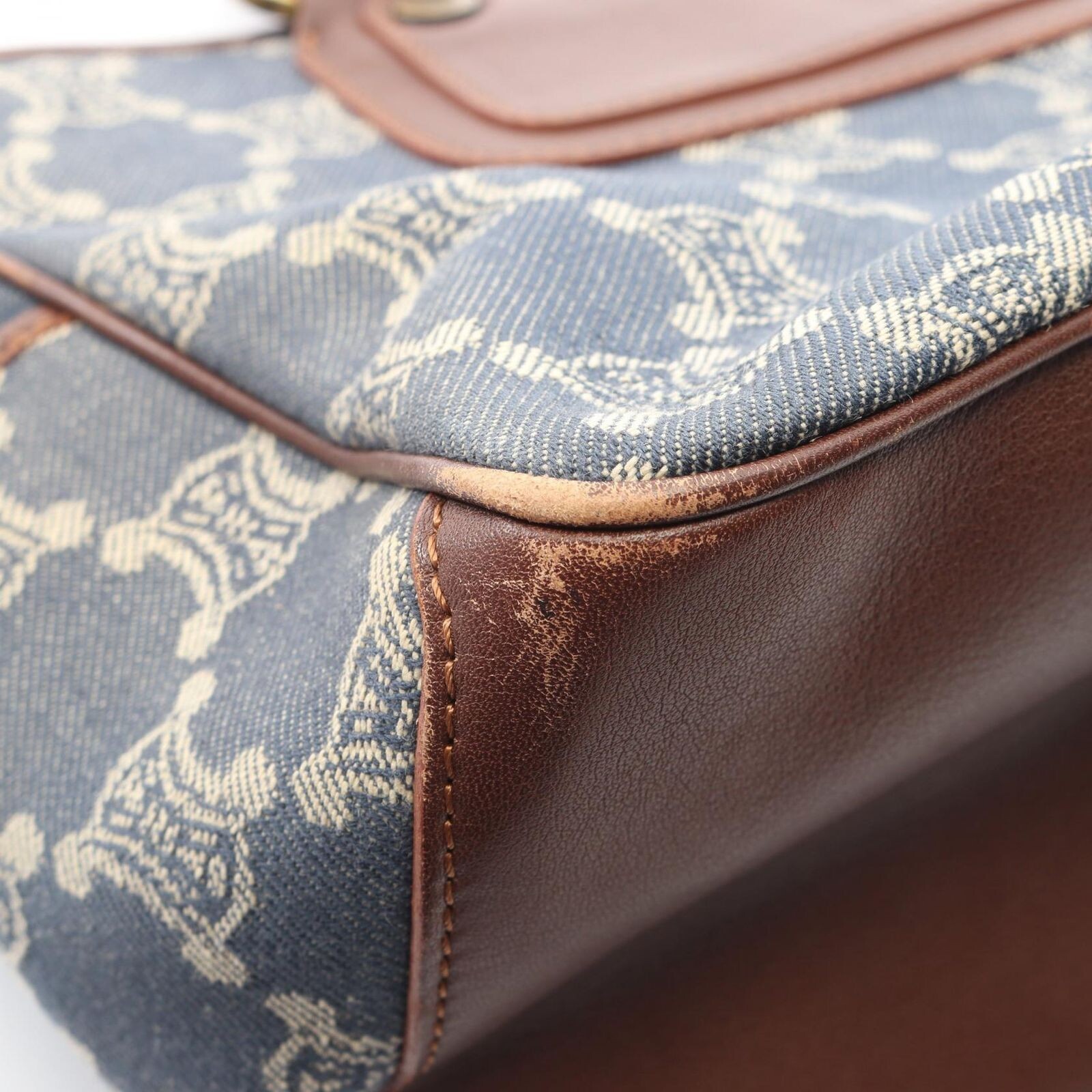 CELINE Boogie Bag Paris Macadam Denim Leather Monogram Handbag Auth