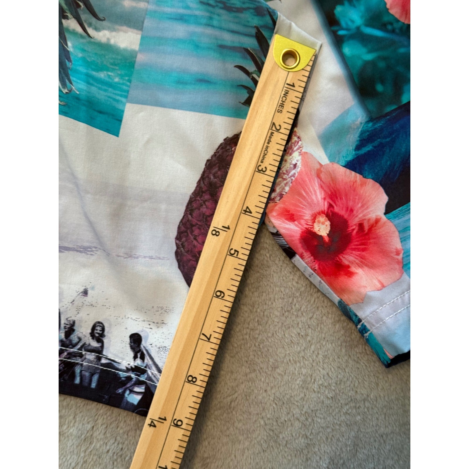 American Eagle Mens Tropical Pineapple Hibiscus Board Shorts Swim Trunks Large