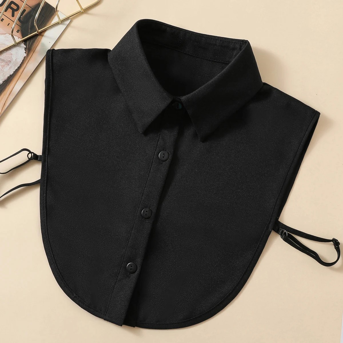 Women Chiffon Detachable False Collar Solid Color Lapel Half Shirt Insert