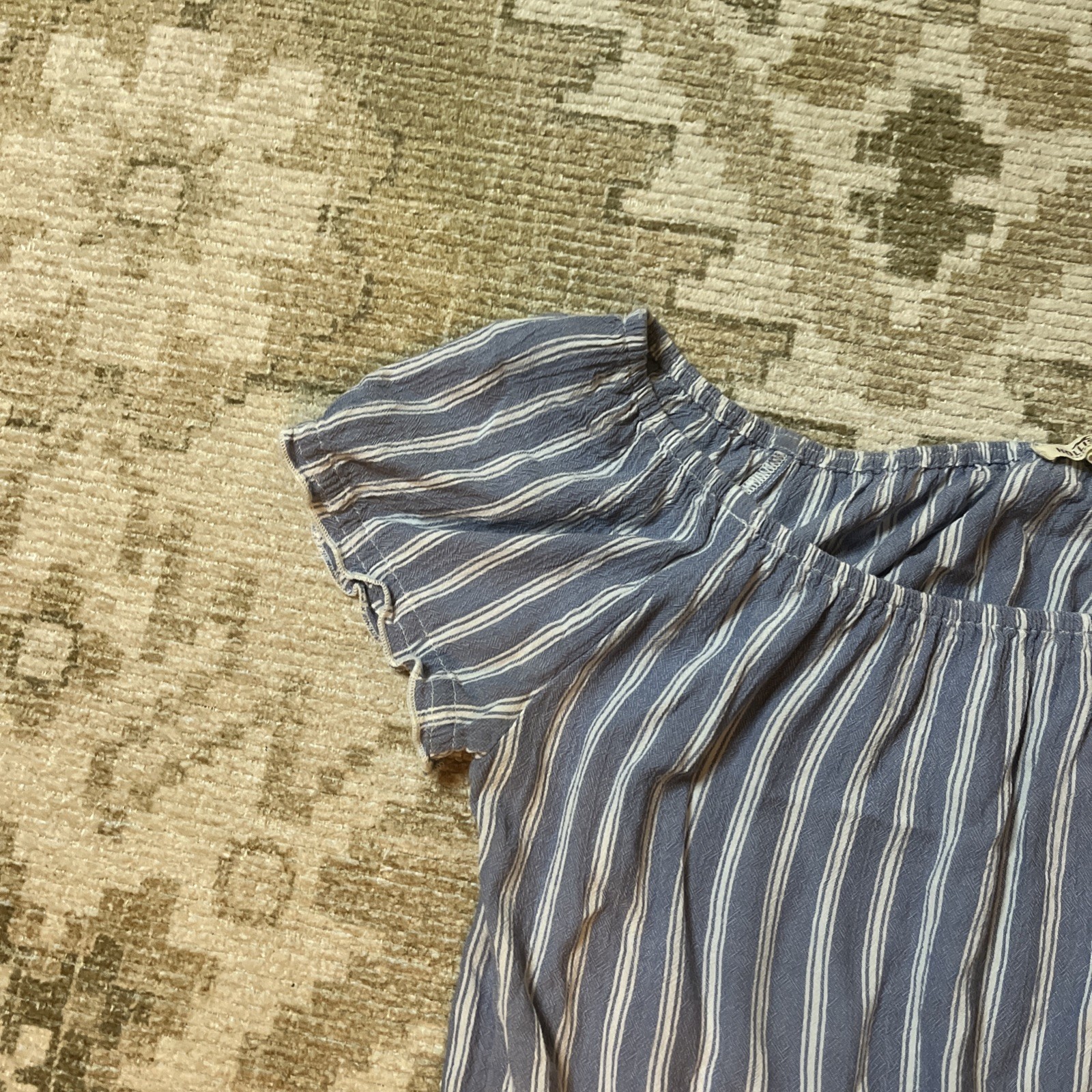 Hollister Cute Off The Shoulder Tee Women’s Blue Striped Cotton M