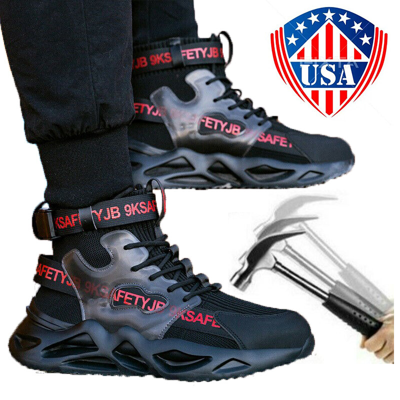Men’s Extra Wide Work Boots Breathable Steel Toe Safety Boots Hiking Sneakers US