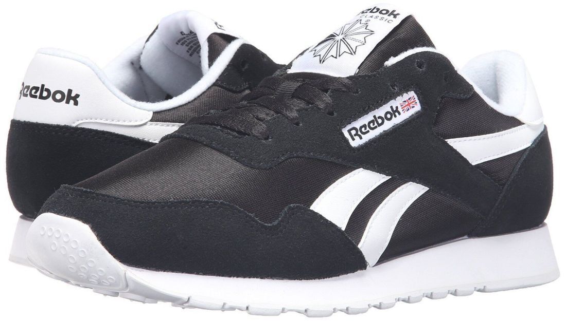 Man Reebok Royal Nylon Classic Sneaker Fashion BD1553 Black/White Brand New