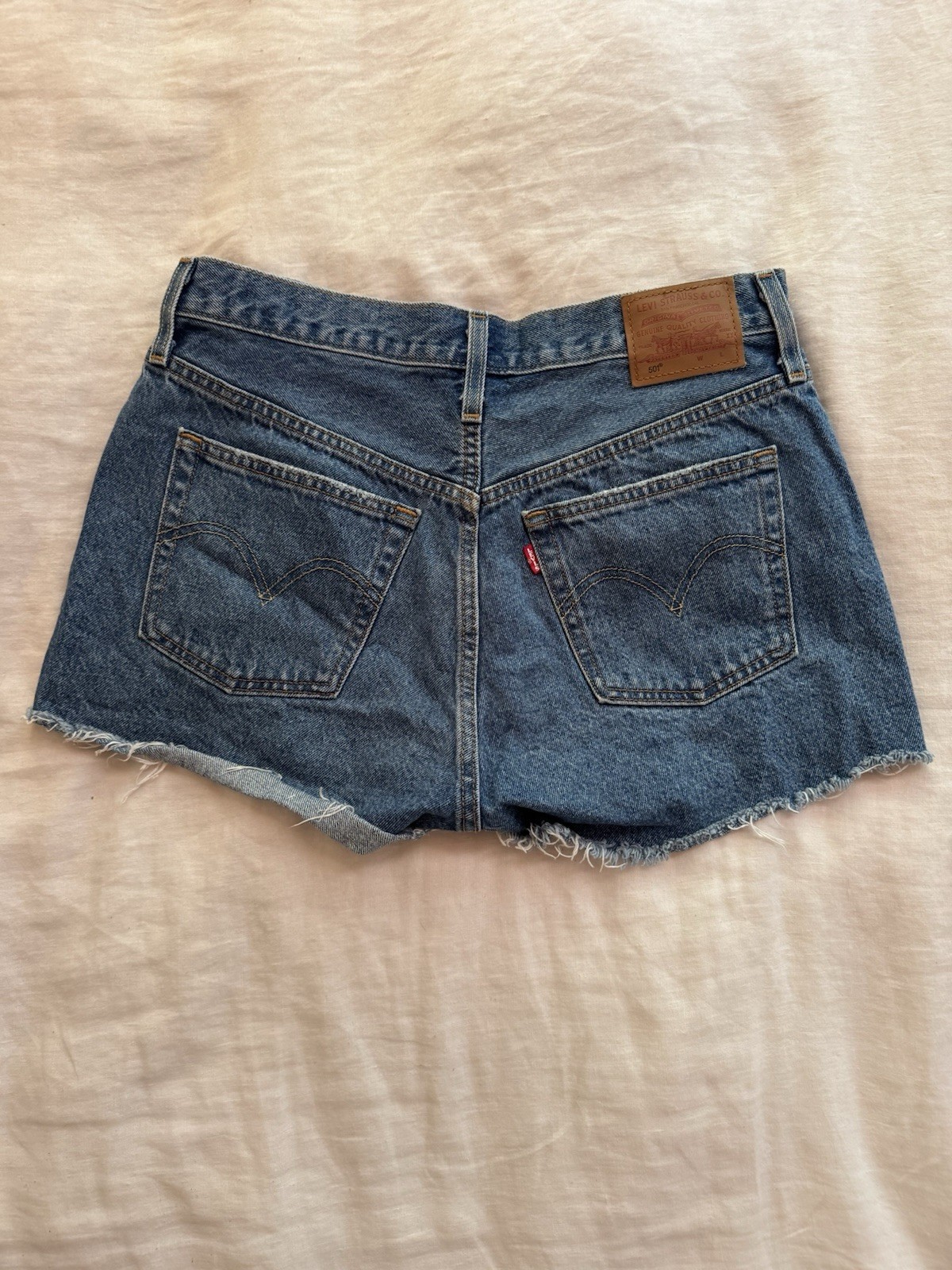 Levi’s Premium Women’s High Rise Cut Off Denim Shorts Blue W29 5-Pocket