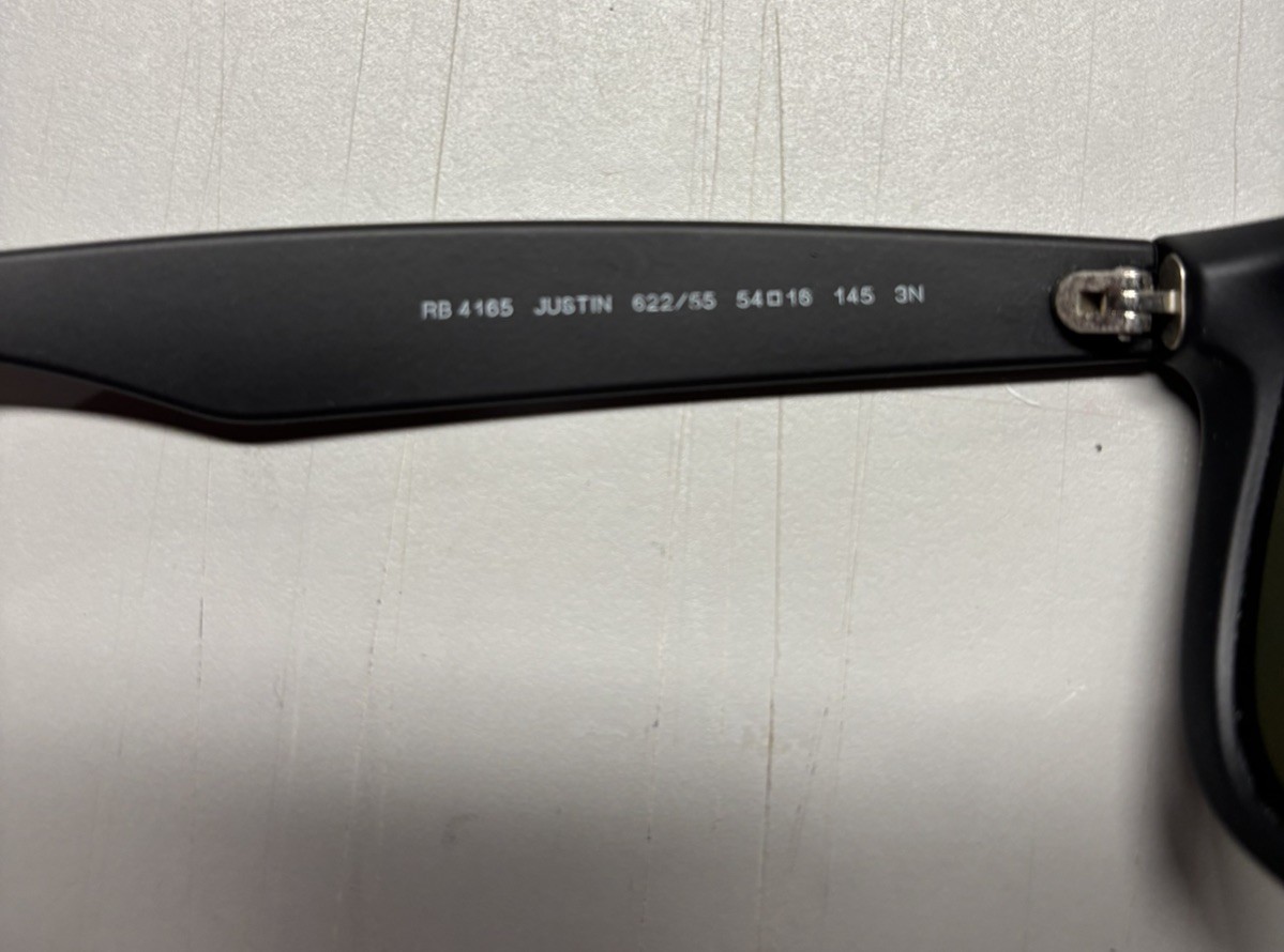 Ray-Ban RB4165 Justin 622/55 Black Sunglasses 54-16-145 Blue Mirrored Lens