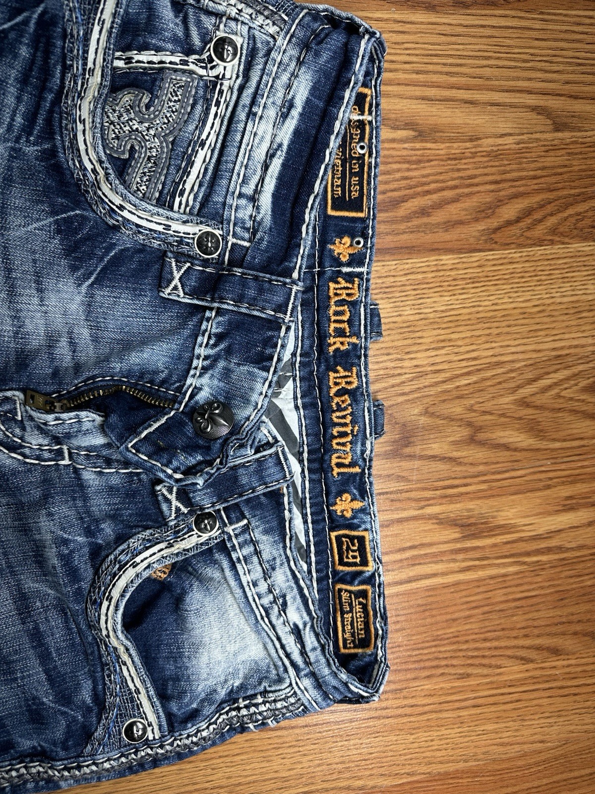 Buckle Revival Men’s Blue Medium Wash Slim Straight Denim Jeans Cotton 5-Pocket