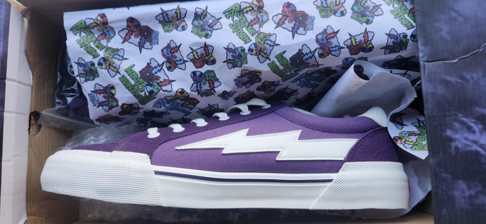 Size 12 – NEW REVENGE x STORM Vol. 2 Dark Violet / White Lightning Bolt Shoe