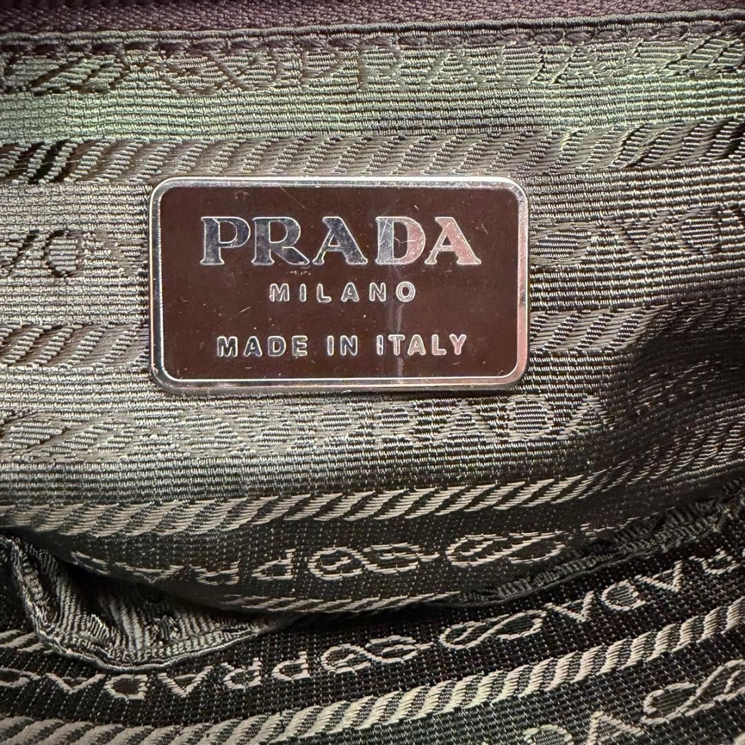 PRADA Triangle Logo One Shoulder Canvas Leather Accessory Pouch Beige Authentic