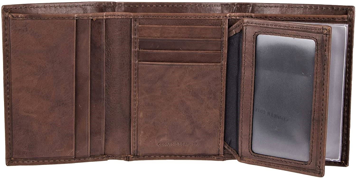 Kenneth Cole REACTION Men’s RFID Protection Leather Trifold Wallet Brown