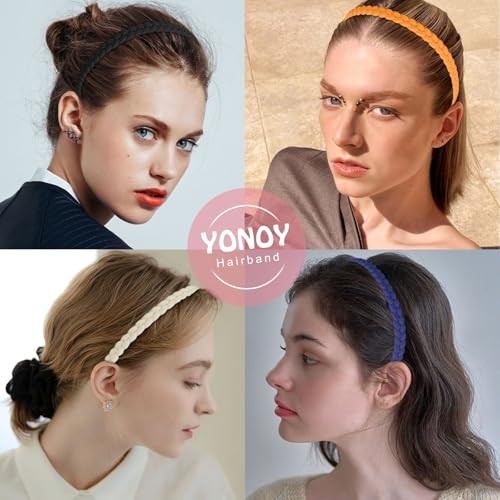 YONOY 10 PCS Braided Thin Headbands for Women, 1 Count (Pack of 10) Color B