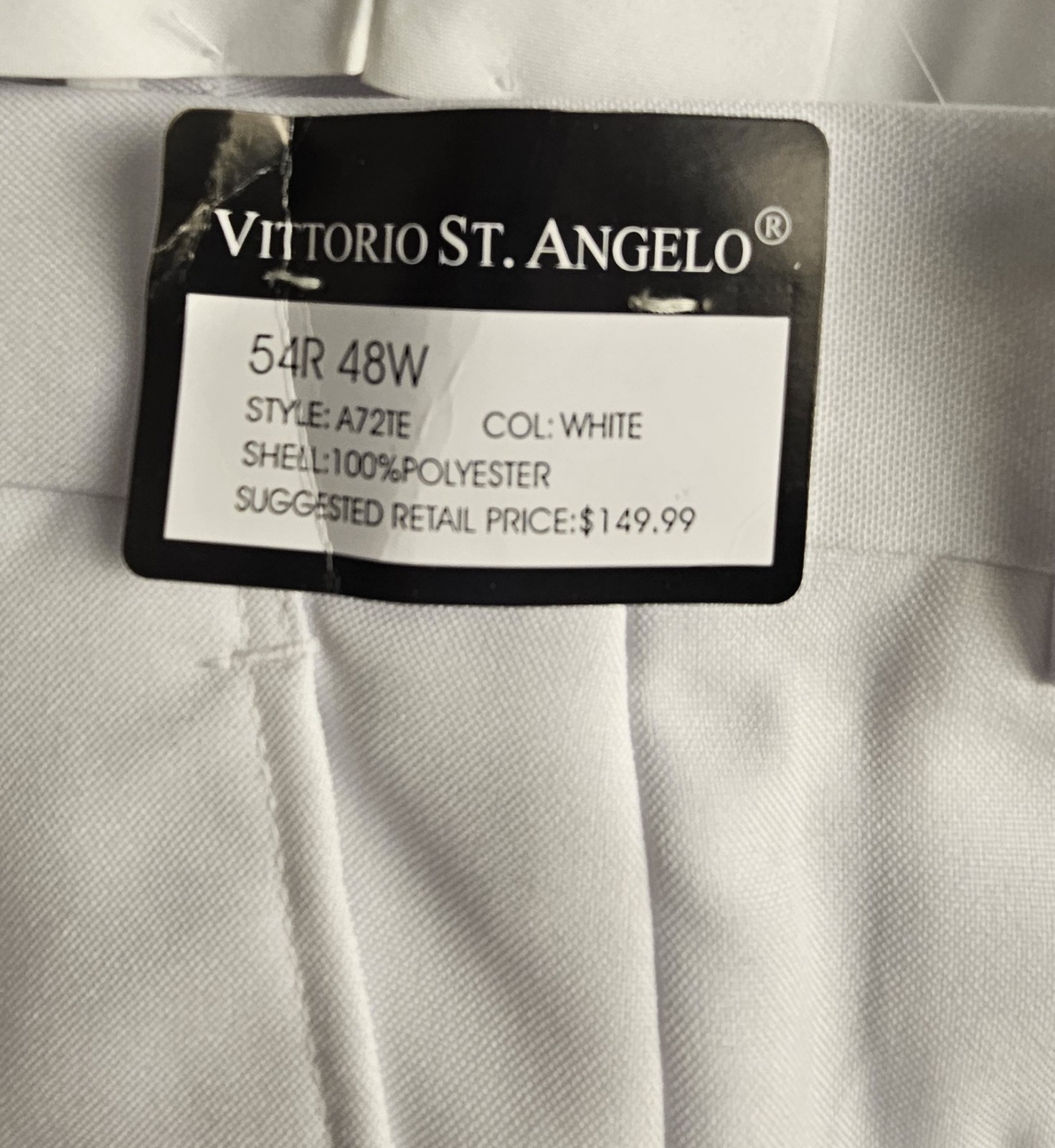 Vittorio St. Angelo White Suit Split Collar 2 Button 54R Pants 48×26 Formal NWT