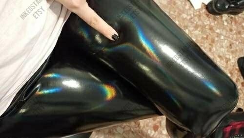 Sexy PVC Shiny Leggings Non Latex Leather High Waist Pants