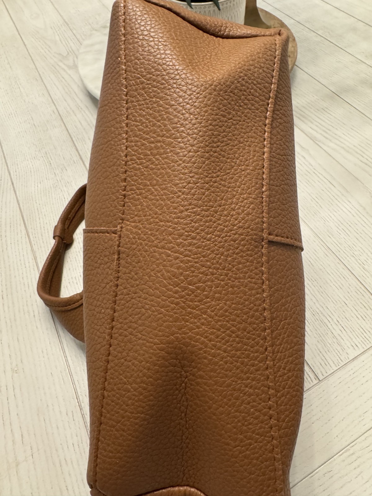 Brown Leather Top-Handle Shoulder Bag with Removable strap