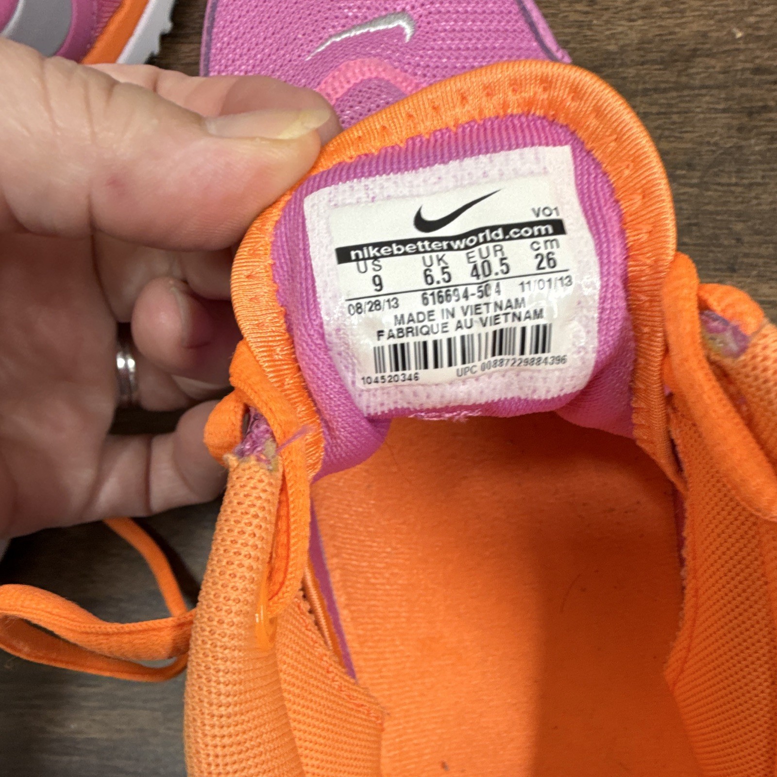 Nike Free Run 2 GS Low Top Mesh Running Sneakers Pink/Orange/White US 9