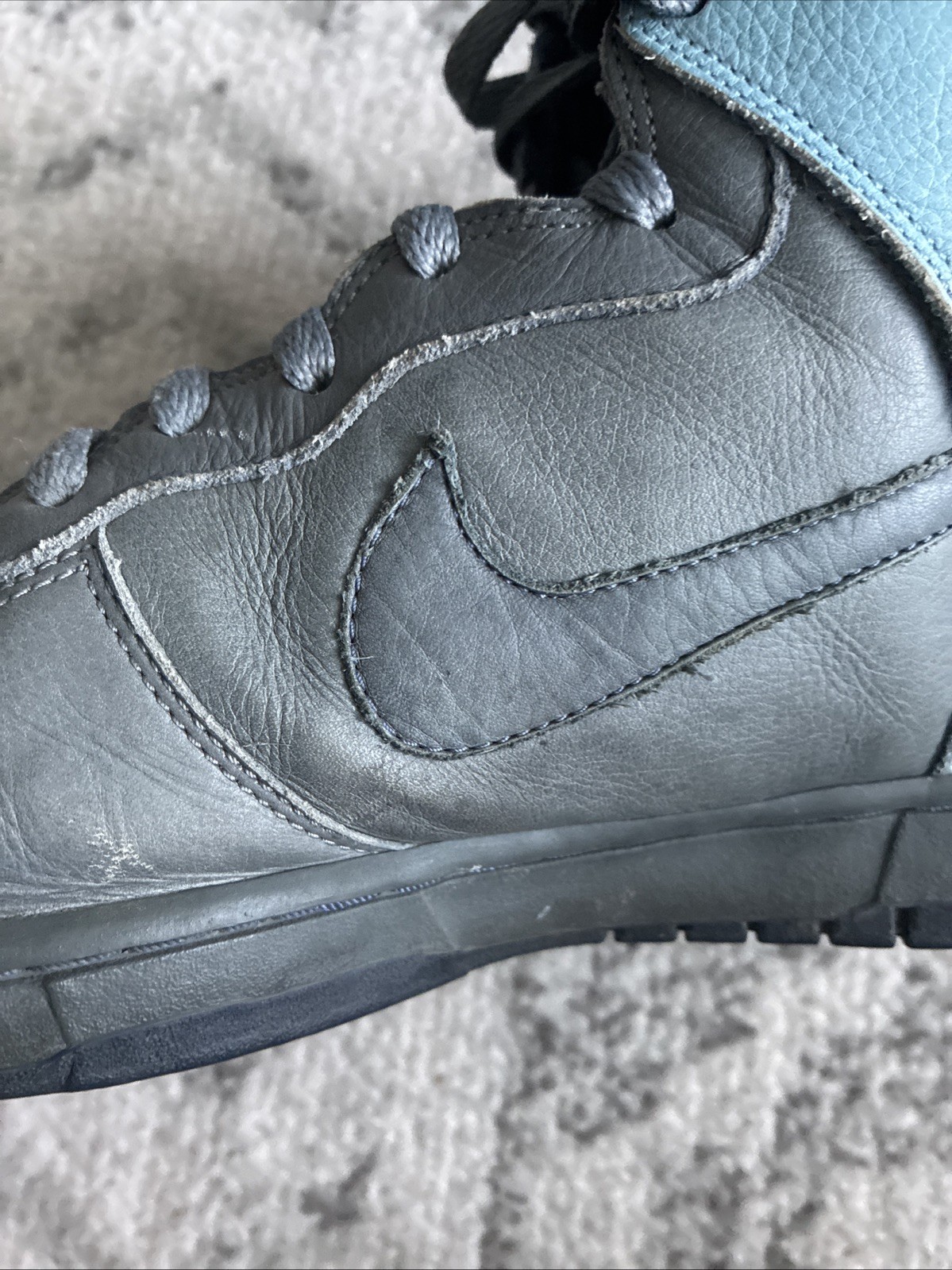2006 Nike DUNK HIGH PREMIUM FLINT GREY MIDNT NAVY-UNI BLUE 314877-041 Black Five