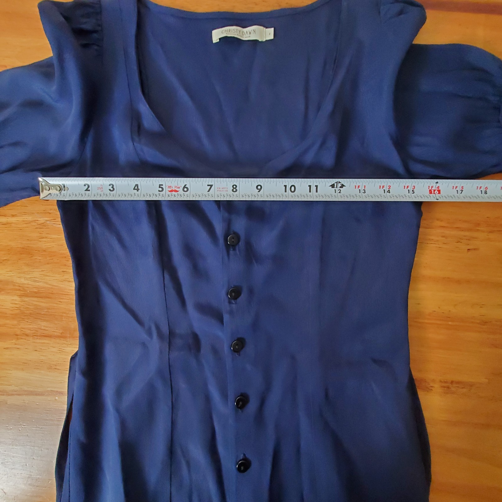 Christy Dawn Lennon Dress Midnight Navy Blue Small Semi Sheer Guazy Midi Maxi