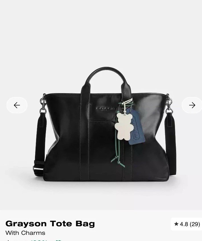 Coach Town Tote Pebbled Bag, Large – Black