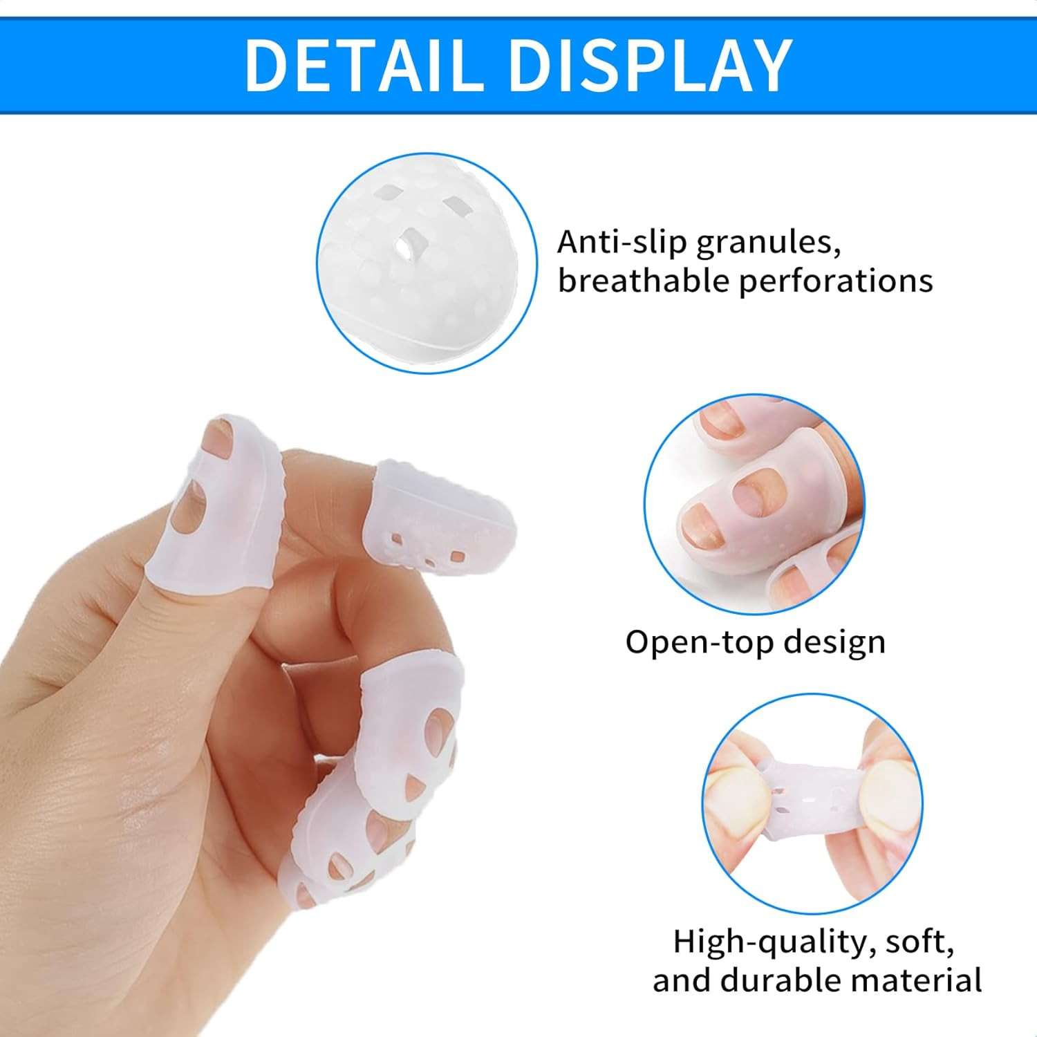 50Pcs Guitar Silicone Finger Protector,Fingertip Protection Covers Caps in 5 Siz
