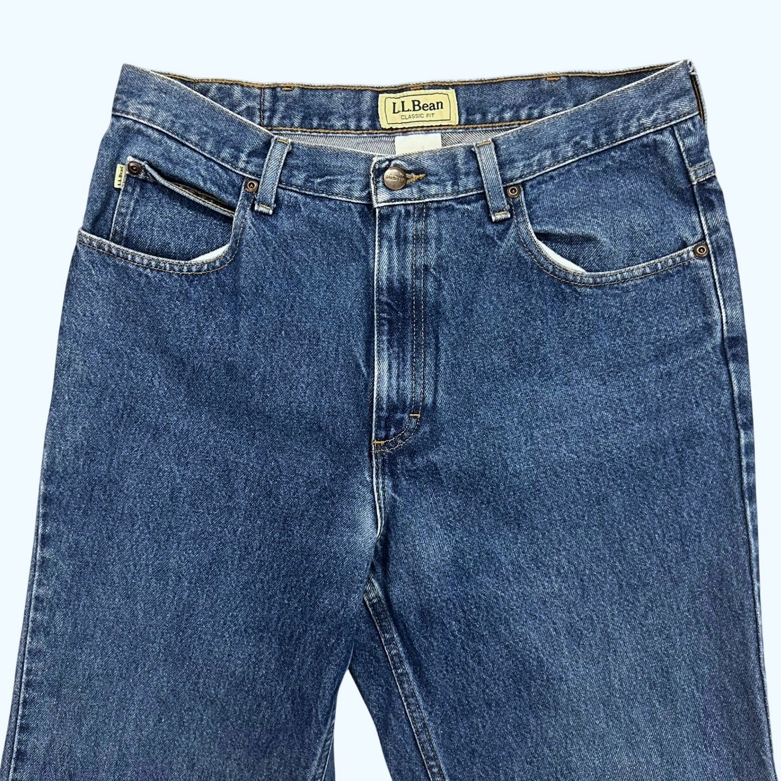 Vintage LL Bean Classic Fit Blue Denim Jeans Mens 34×36 Medium Wash Straight Leg