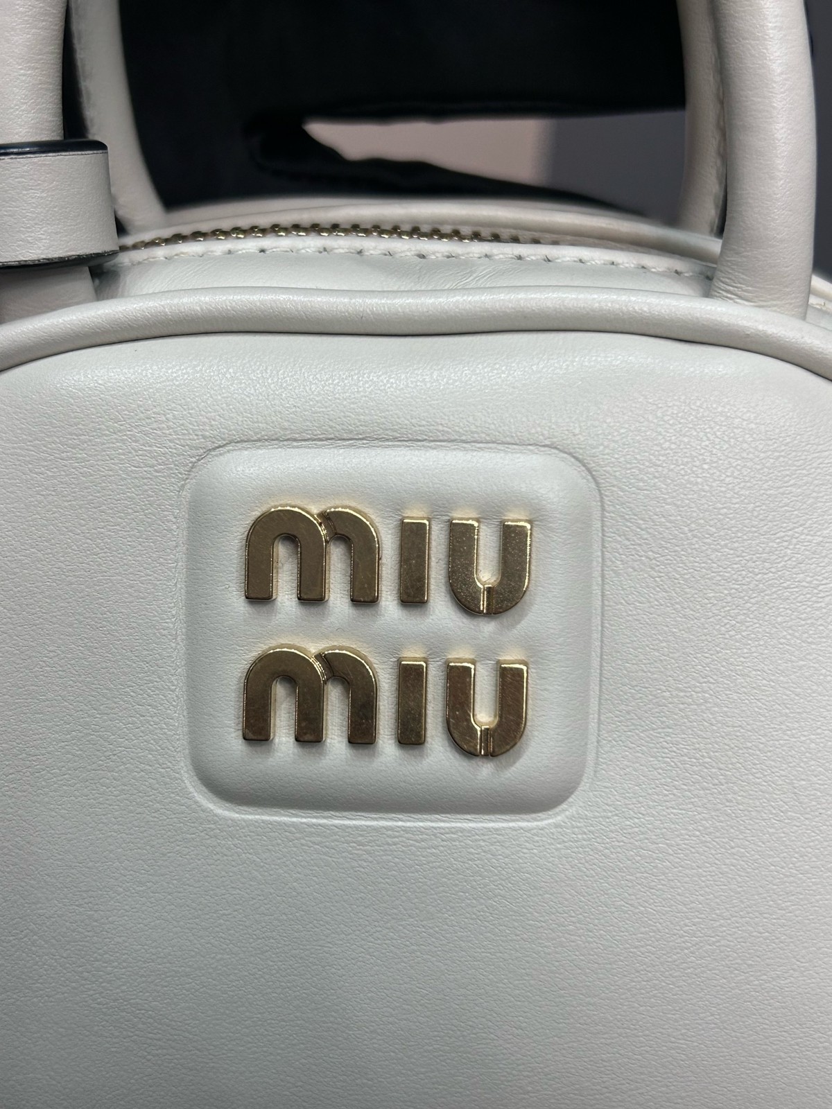 Authentic Preowned Miu Miu Mini Dome White Leather W/ Detachable Crossbody Strap