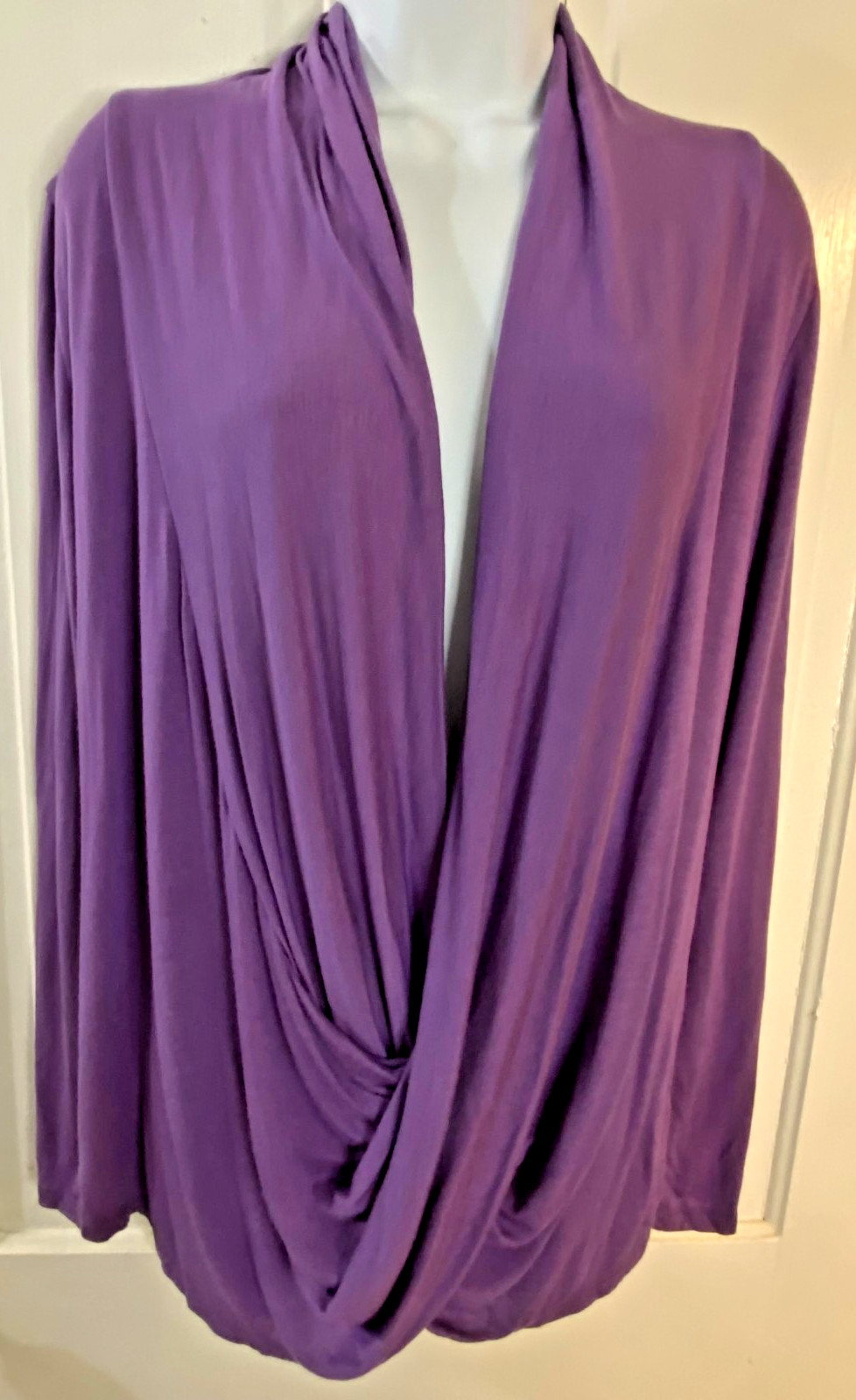 Rags & Couture Wrap front drape purple Blouse Women’s size L very elegant