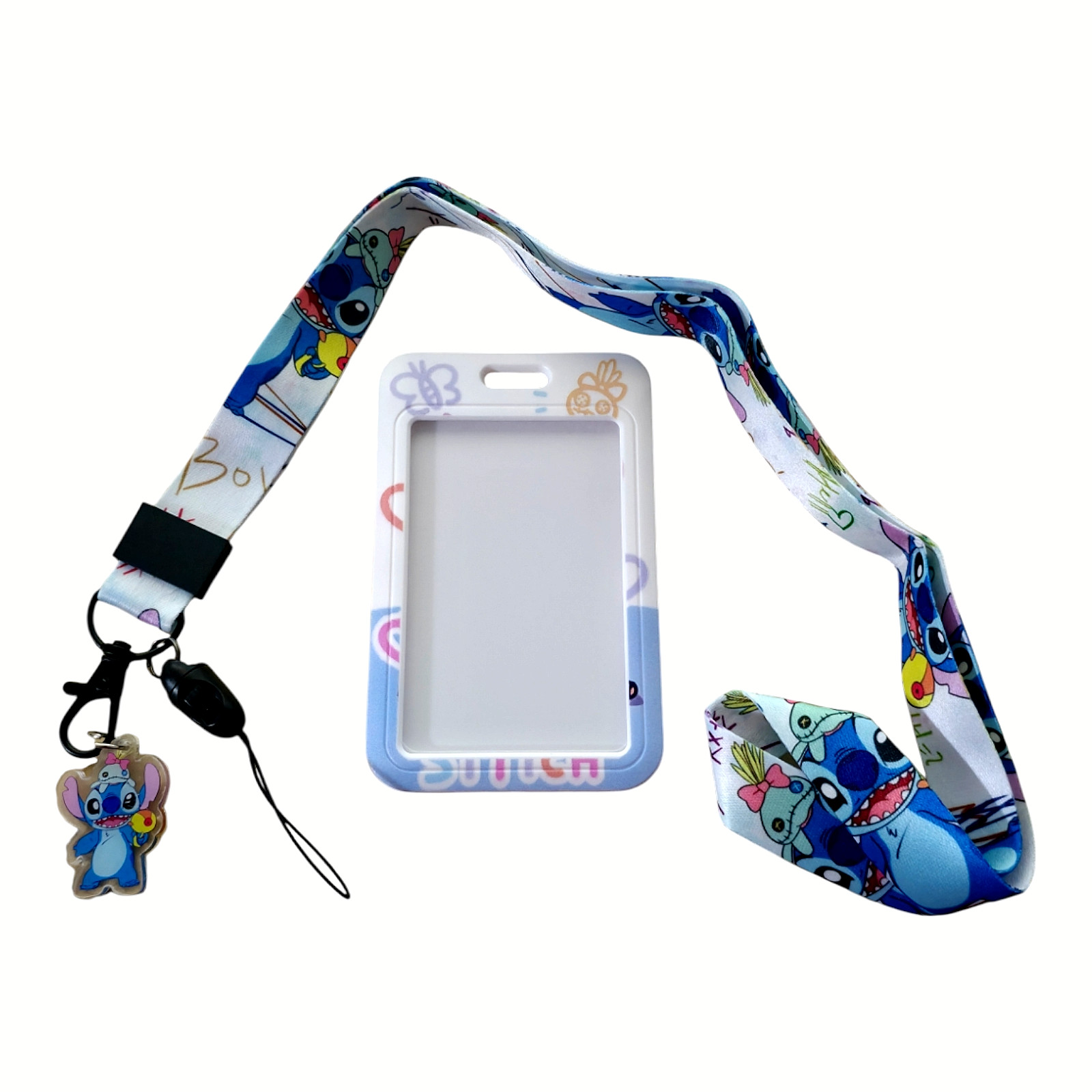Disney Lilo & Stitch Cartoon Character Light Colors Lanyard ID Badge Holder NEW