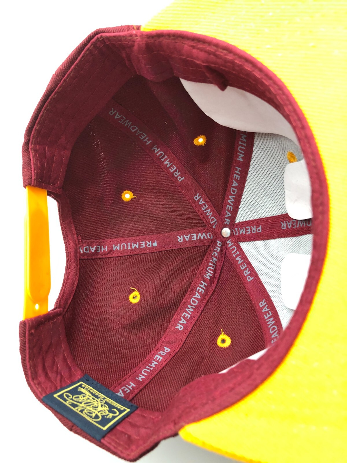 KIPA Premium Headwear Burgundy Plain Yellow Mens OSFM Snapback Flat Brim